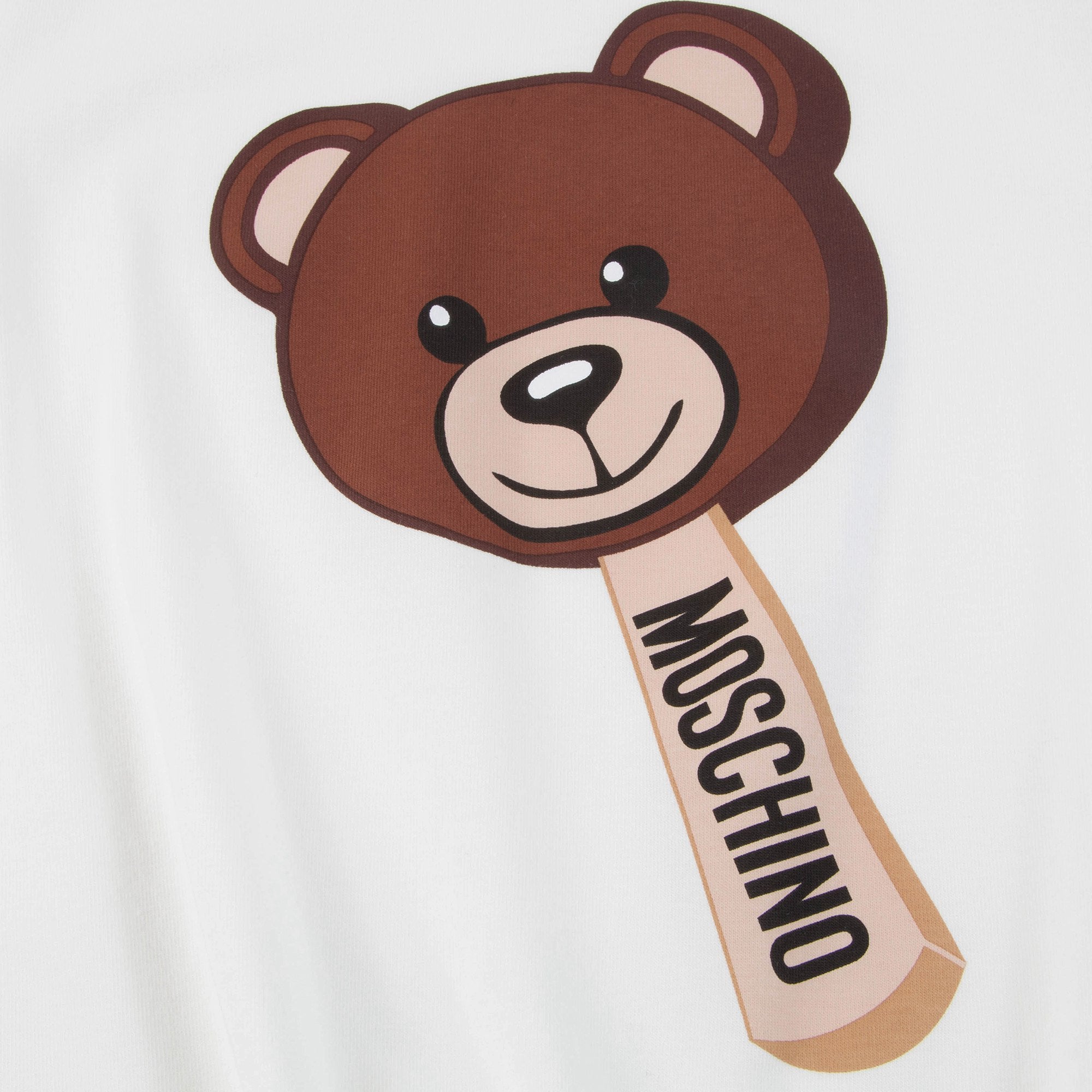 Girls White Cotton Teddy Bear T-Shirt