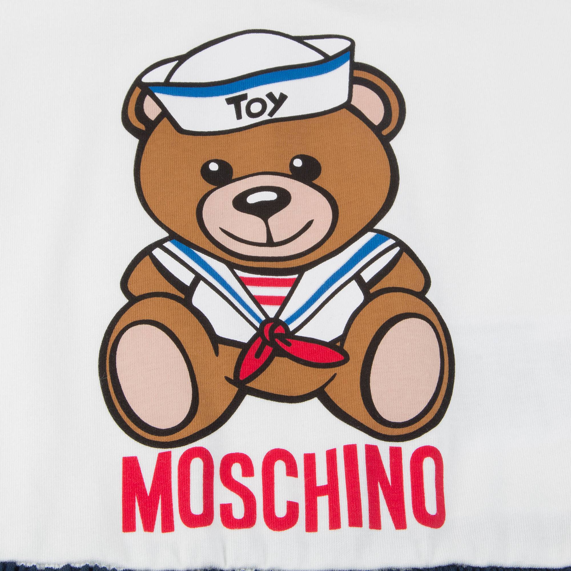 Girls Blue Striped Teddy Bear T-shirt