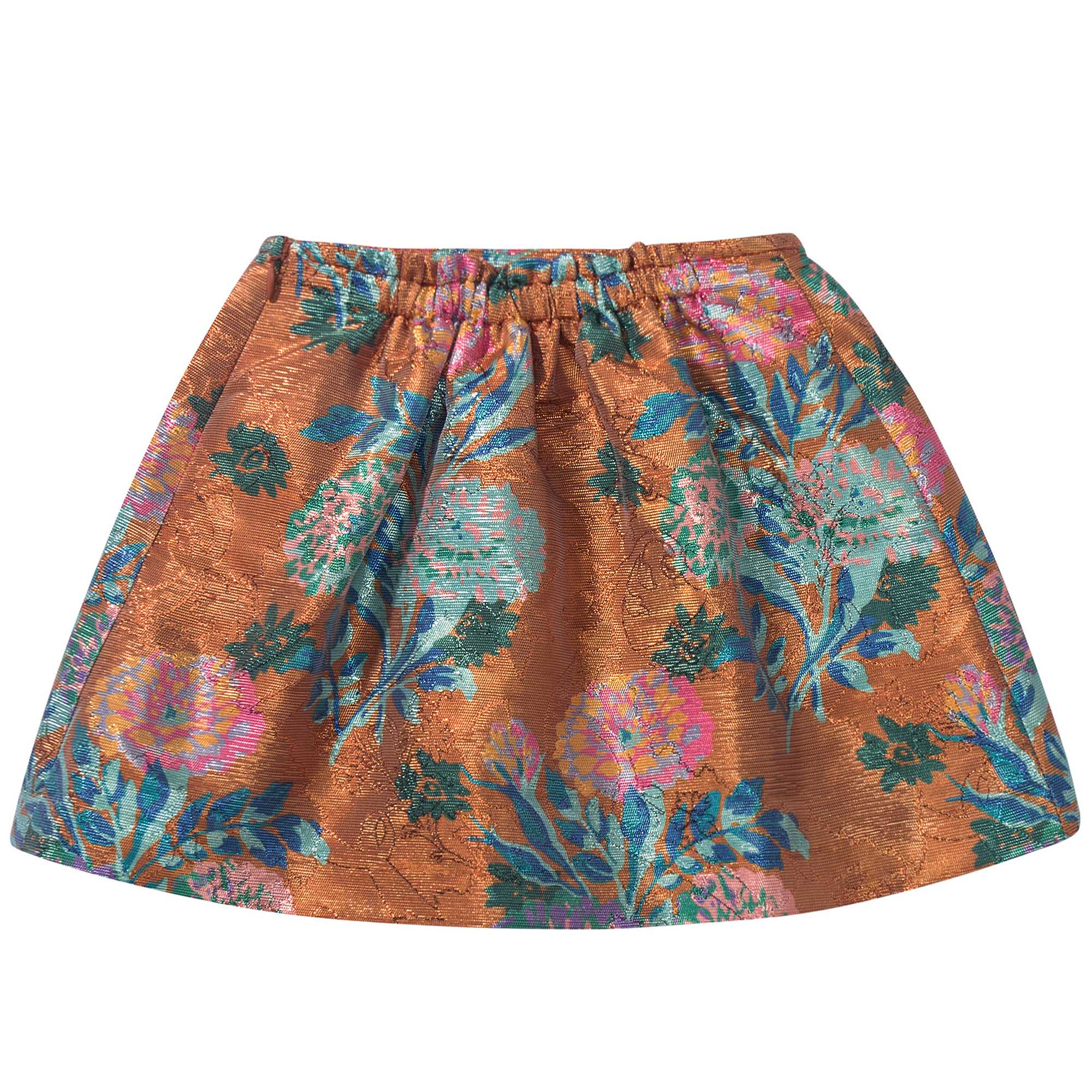 Girls Metallic Flower Print Skirt