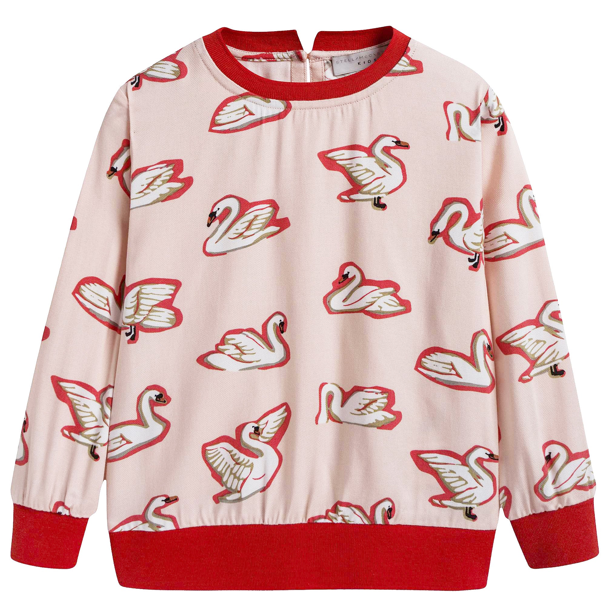 Girls Pink Fleur Swan Printed Top