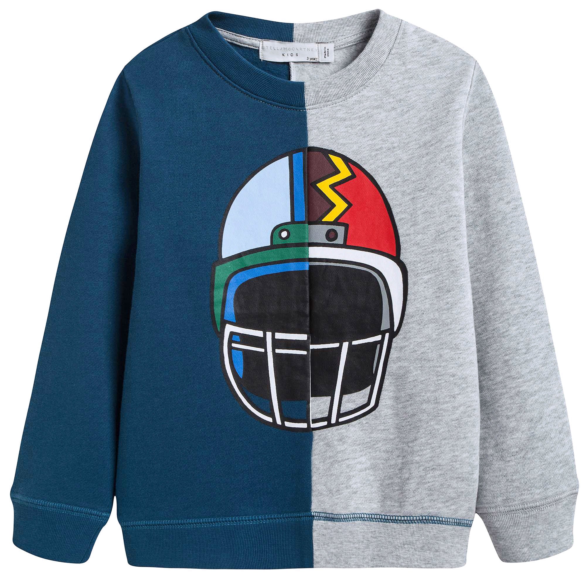 Boys Blue & Grey Ice Hockey Helmet Printed Sweatshirt