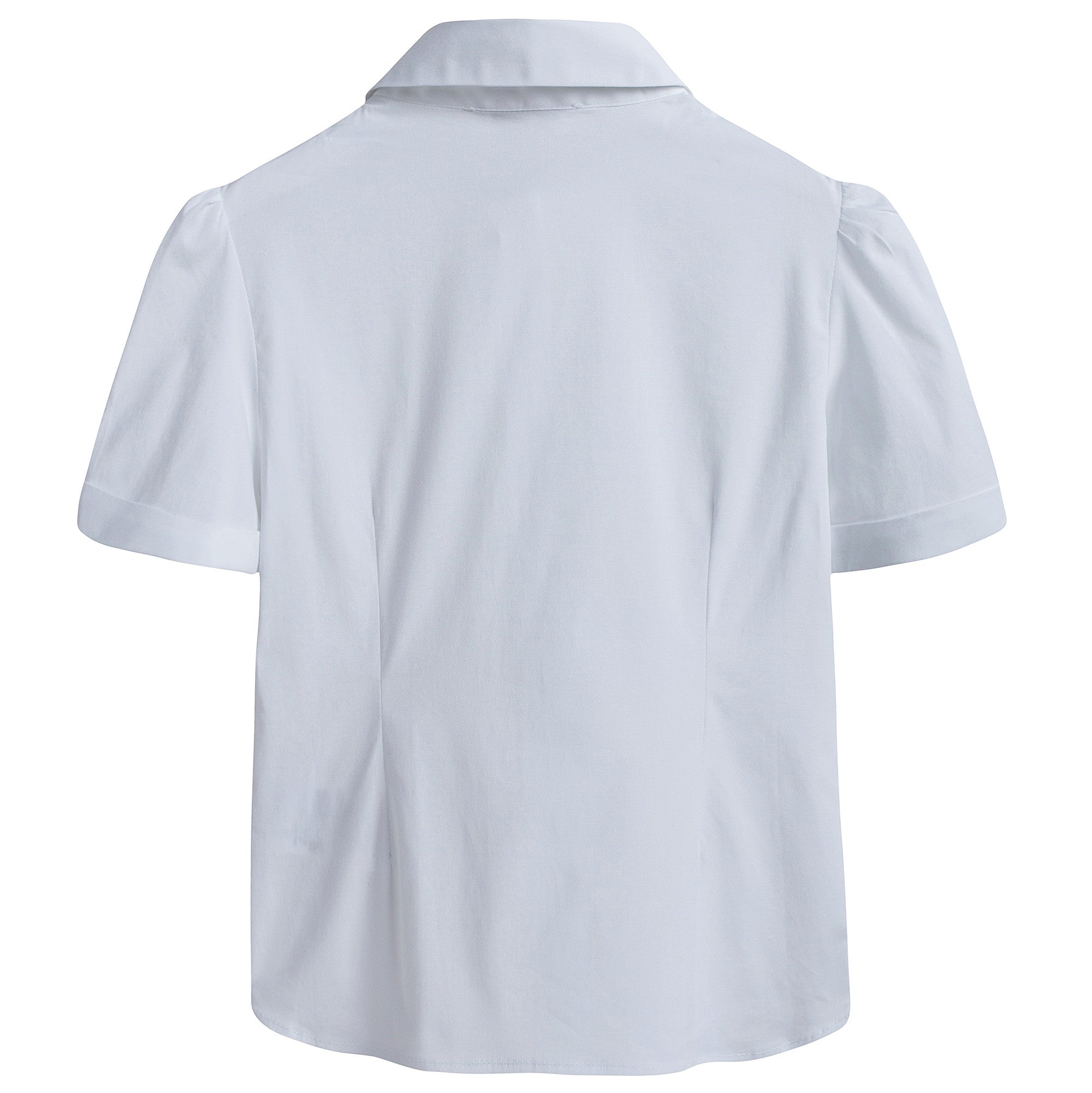 Girls White Cotton Shirt With Heart Trim