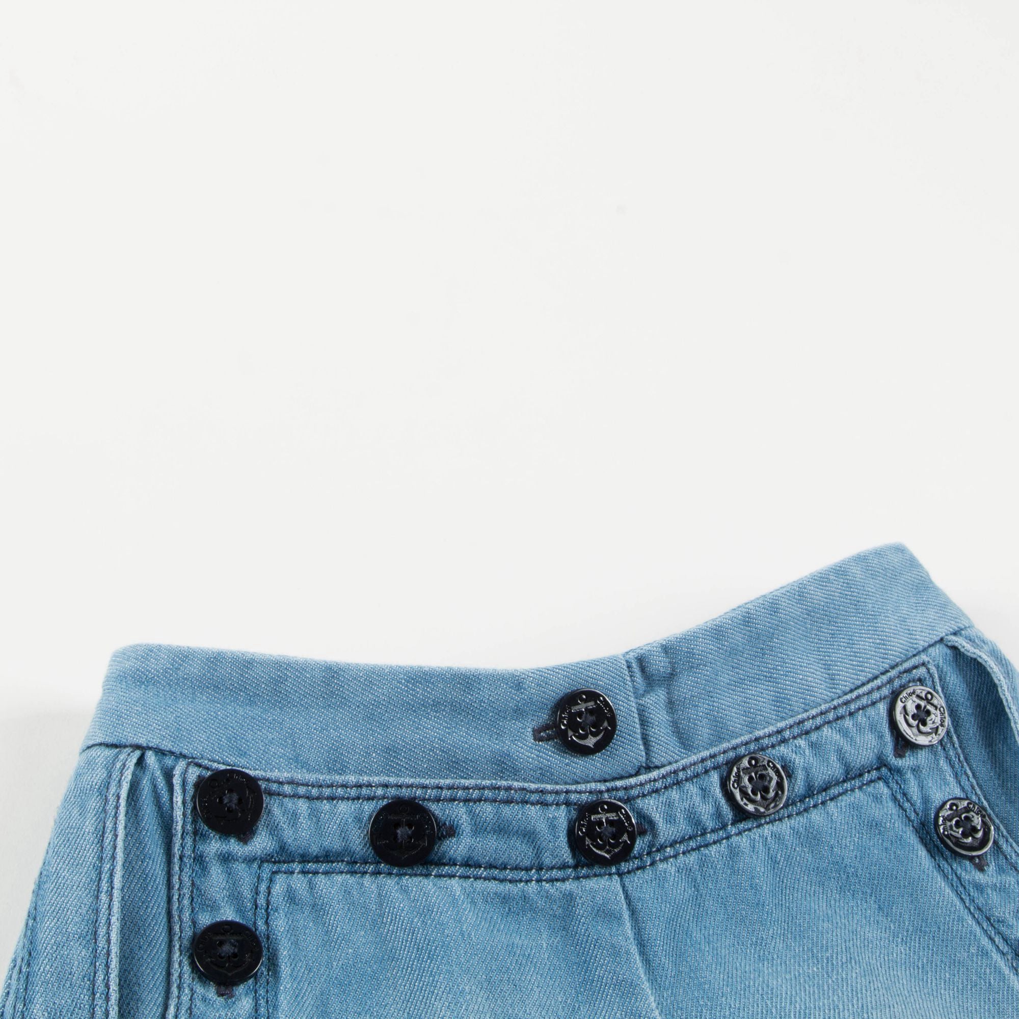 Girls Denim Blue Cotton Trousers