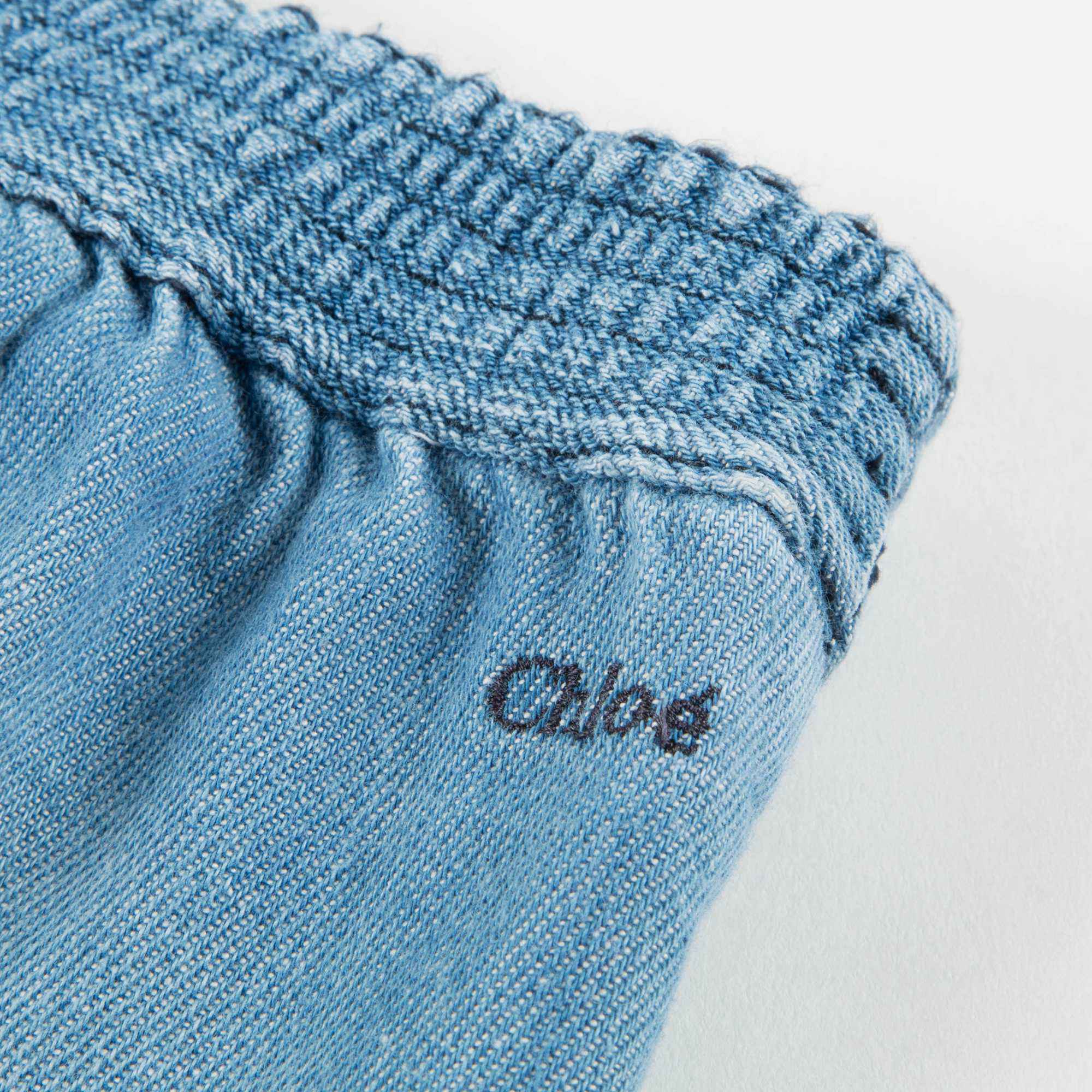 Girls Denim Blue Cotton Trousers