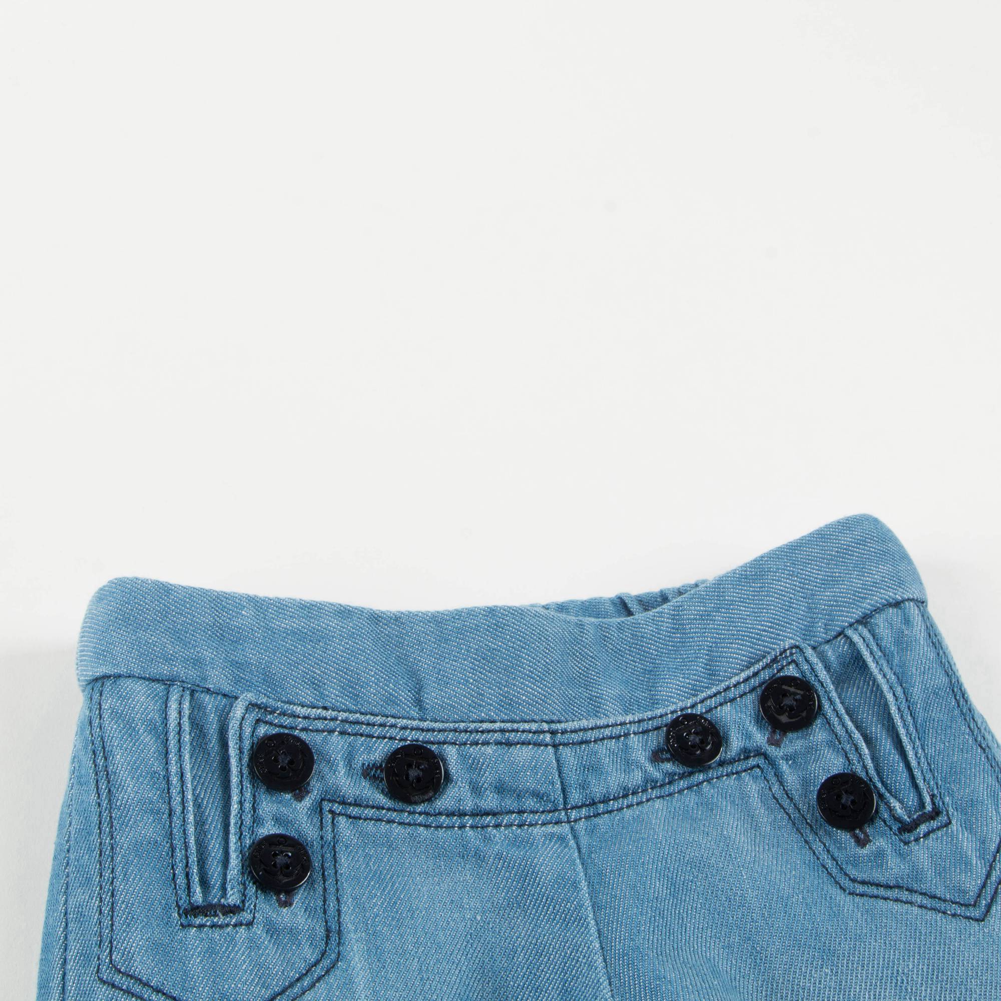Baby Girls Denim Blue Cotton Trousers
