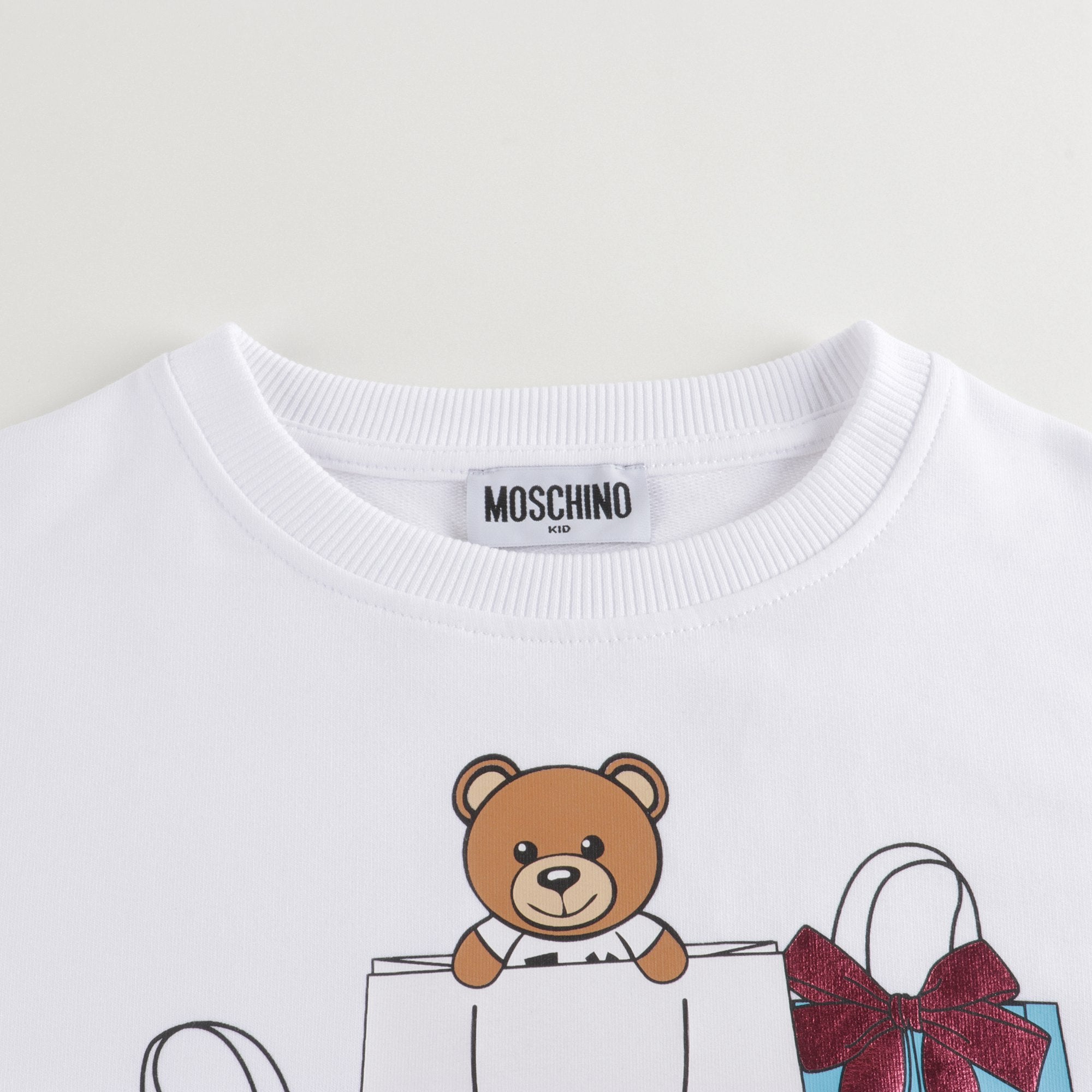 Girls White Print Cotton T-Shirt