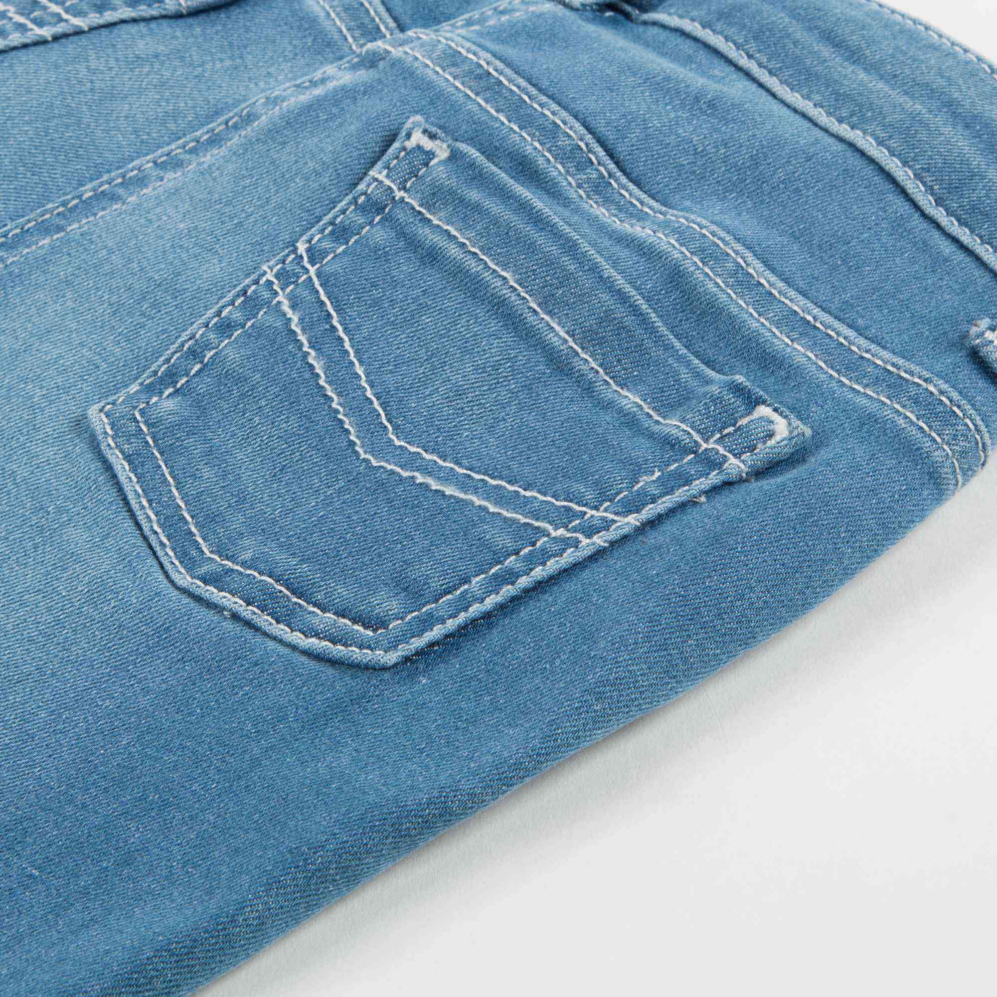 Girls Denim Blue Cotton Trousers