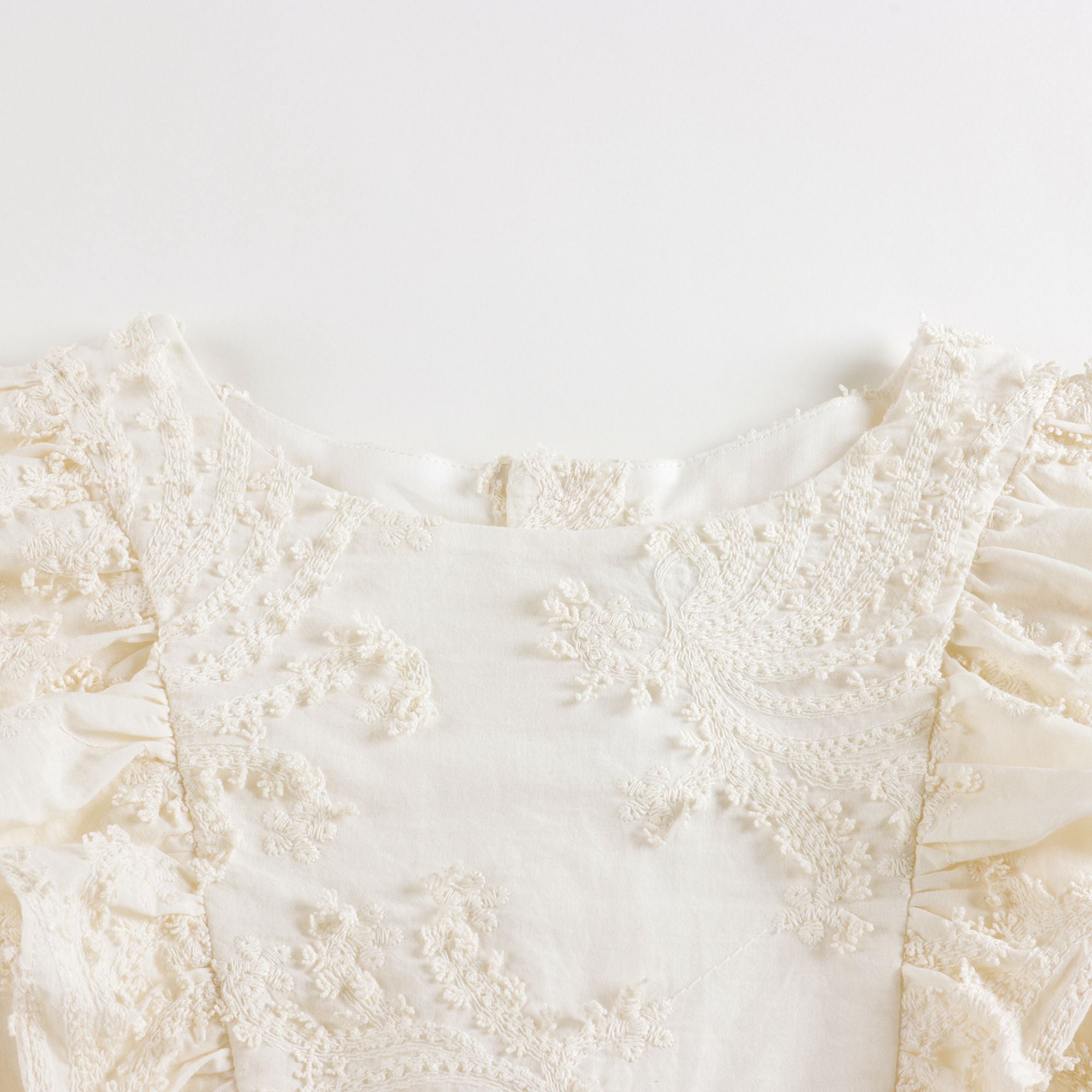 Girls White Embroidered Cotton Dress