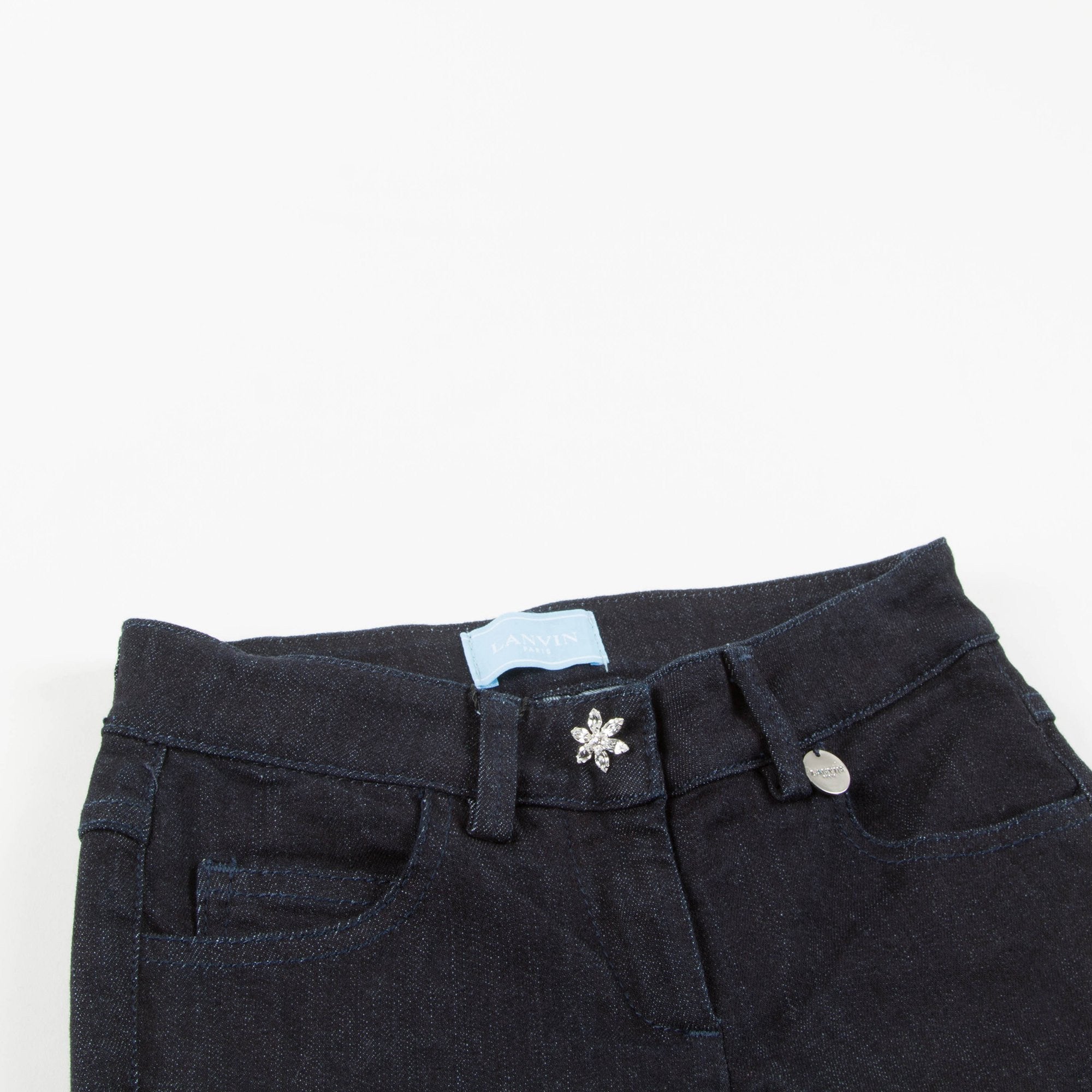 Girls Blue Cotton Denim Trousers