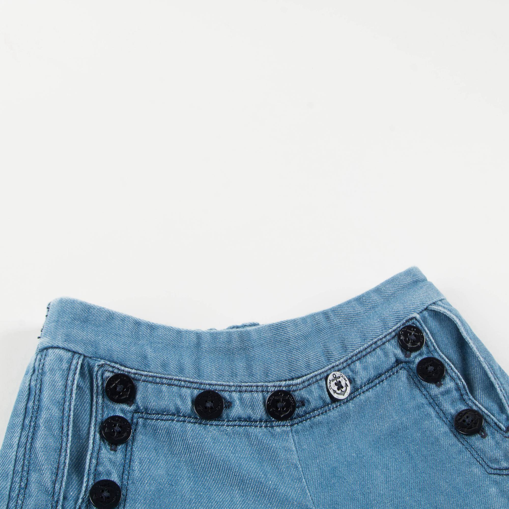 Girls Denim Blue Cotton Shorts