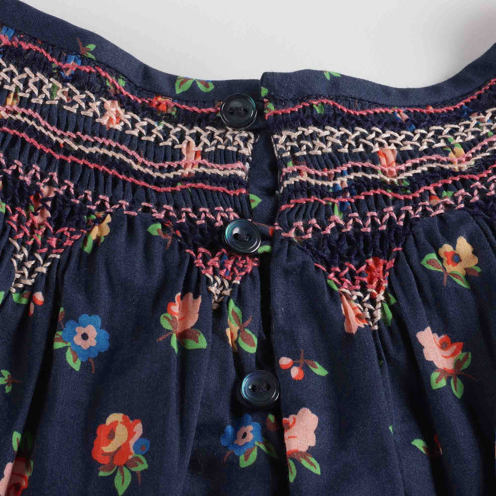 Girls Navy Printing Cotton Top
