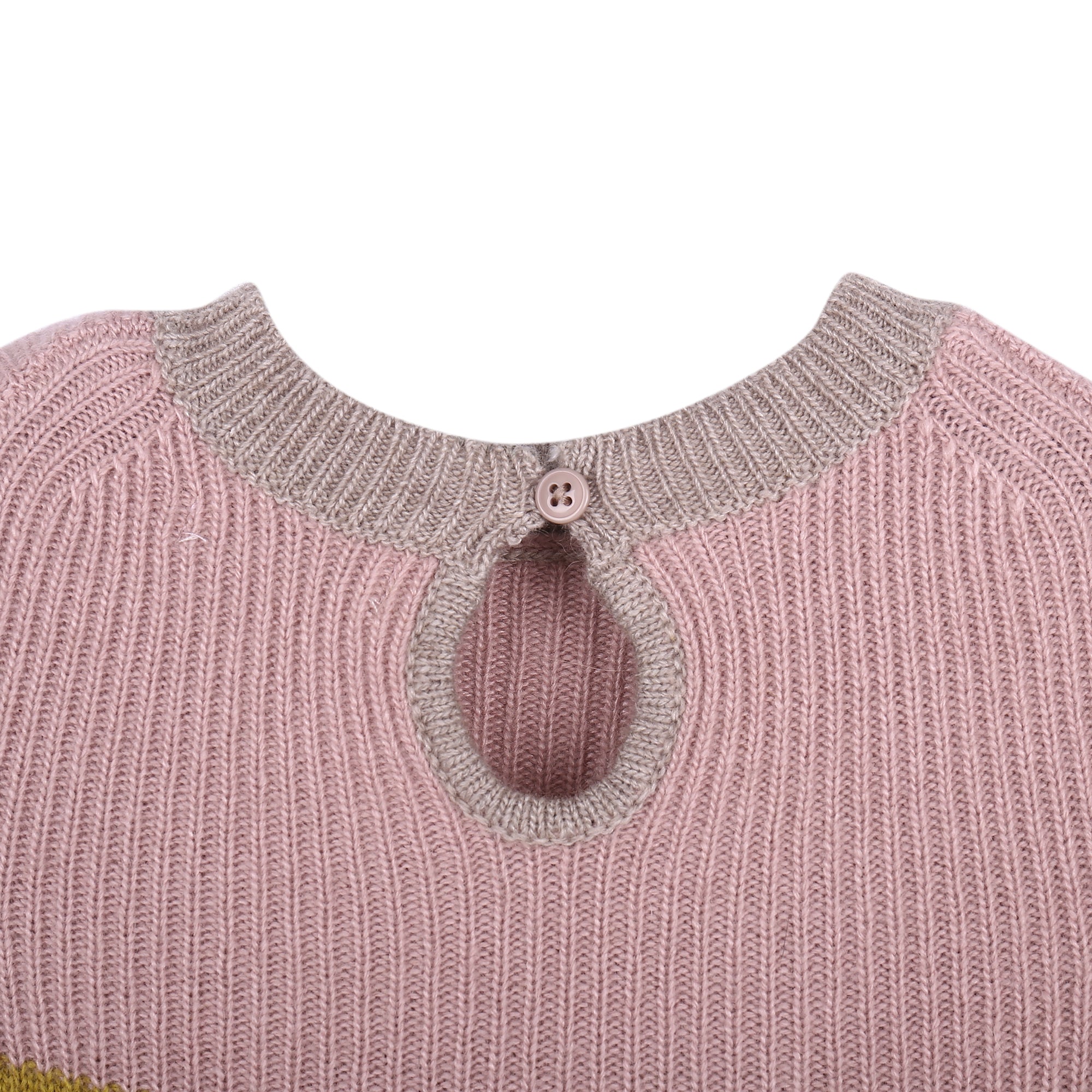 Girls Pink & Yellow Knitted Dress