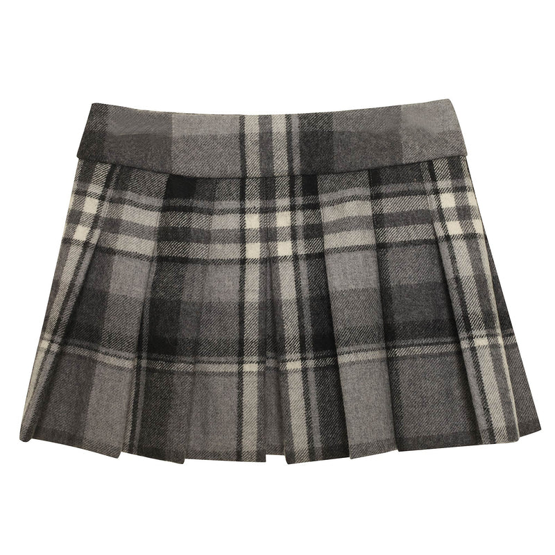 Girls Dark Grey Check Wool Skirt - CÉMAROSE | Children's Fashion Store - 2