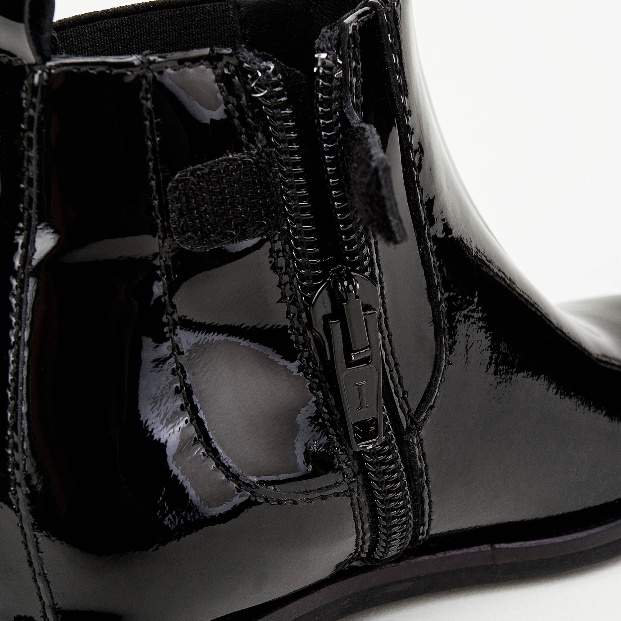 Girls Black Patent Leather Ankle Boots
