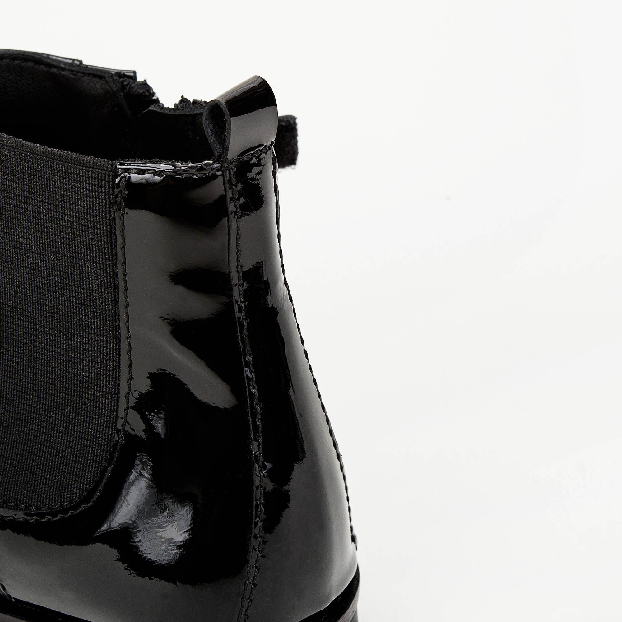 Girls Black Patent Leather Ankle Boots