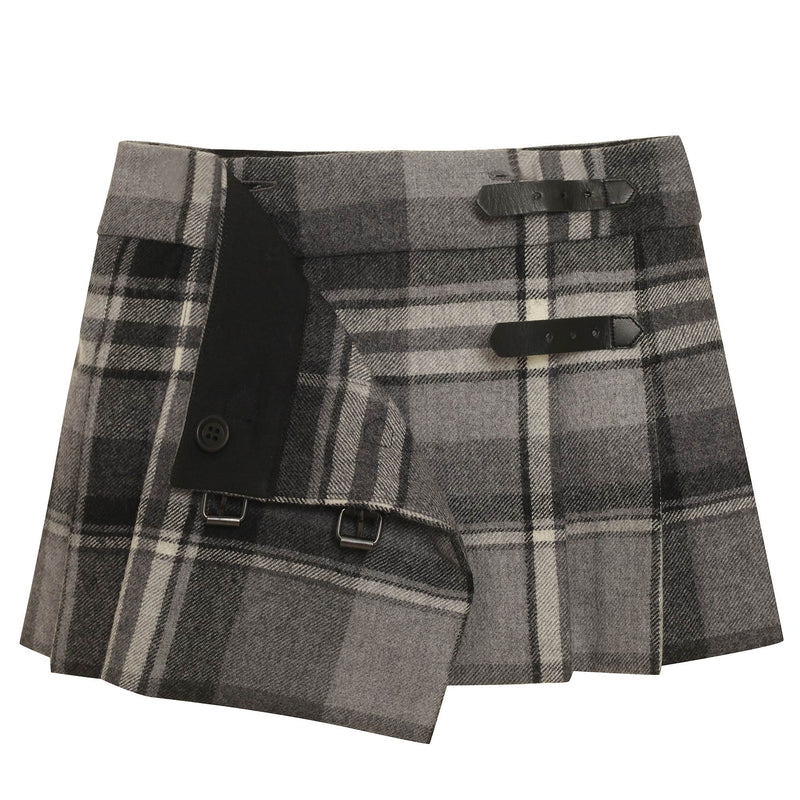 Girls Dark Grey Check Wool Skirt