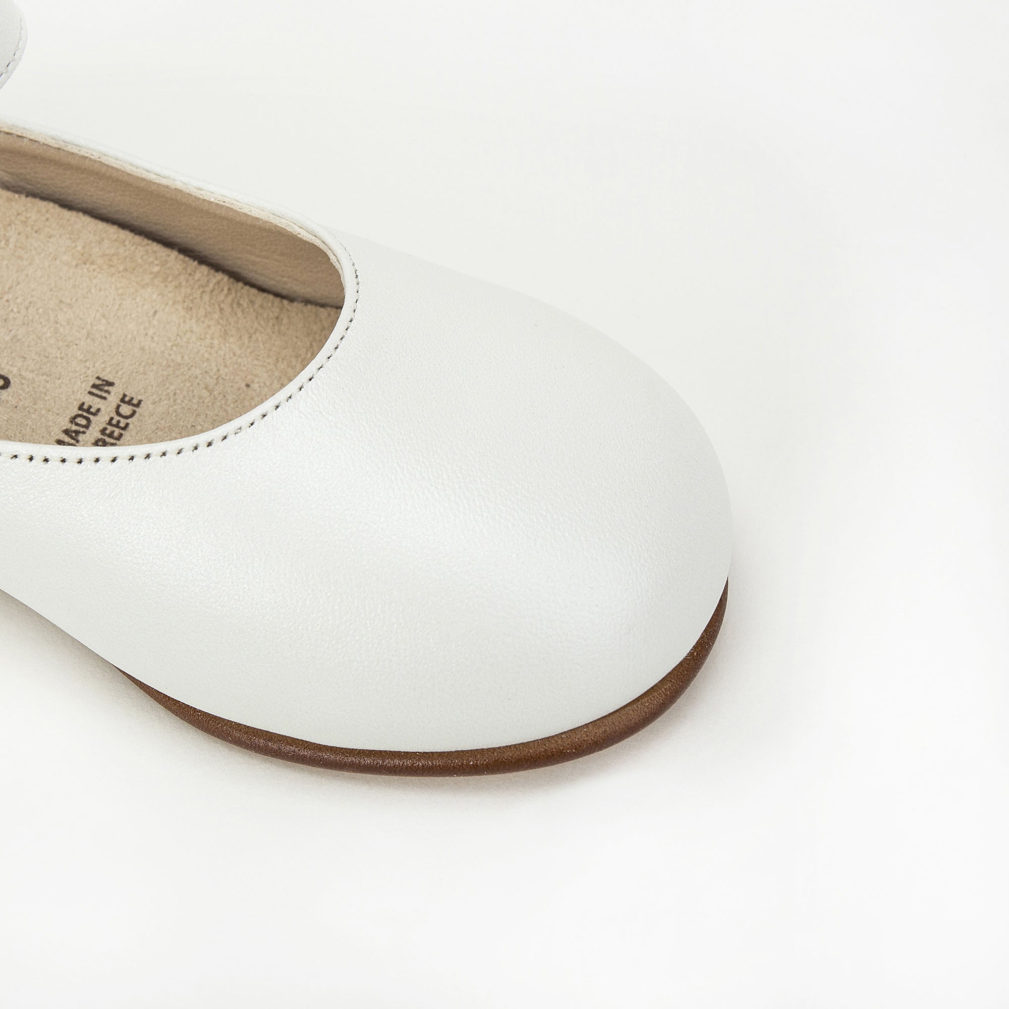 Girls Ivory Chiffon Flowers Embellished Heel Leather Ballerinas