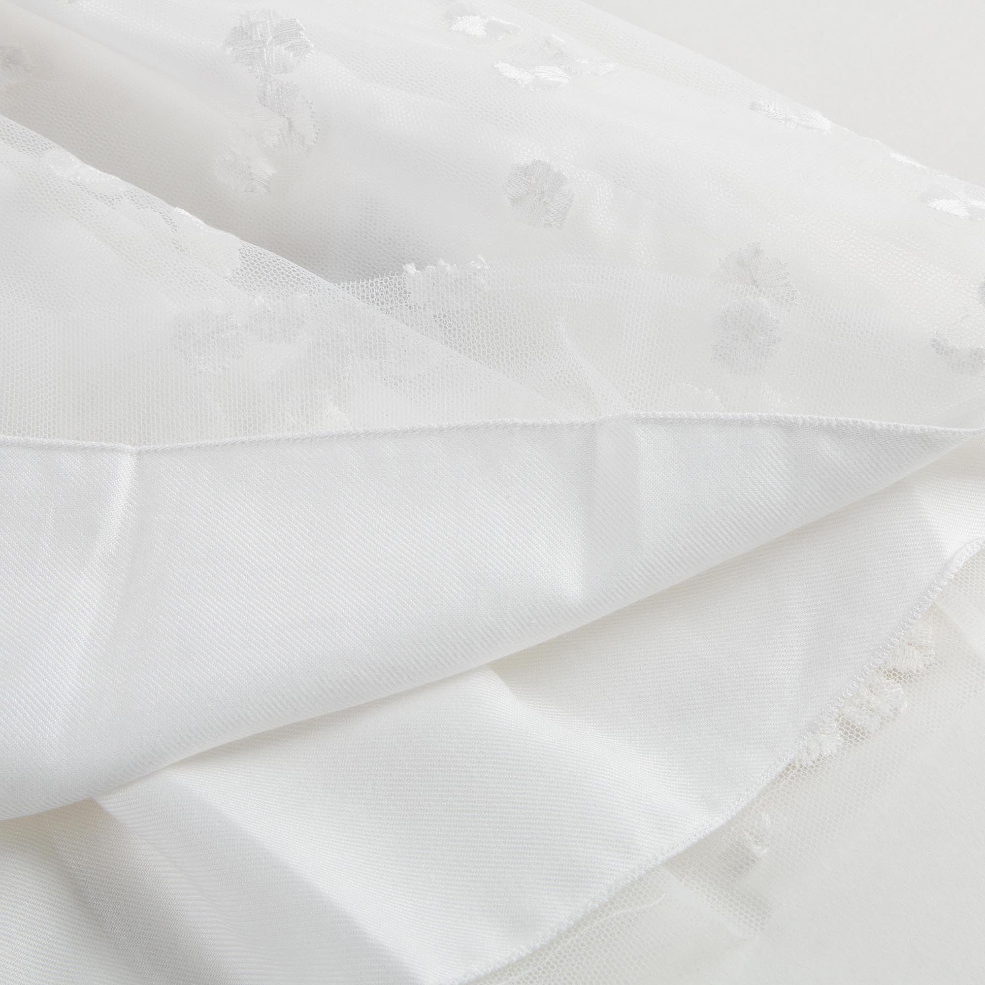 Baby Girls Milk White Wool Dress With White Patch Flower Trims