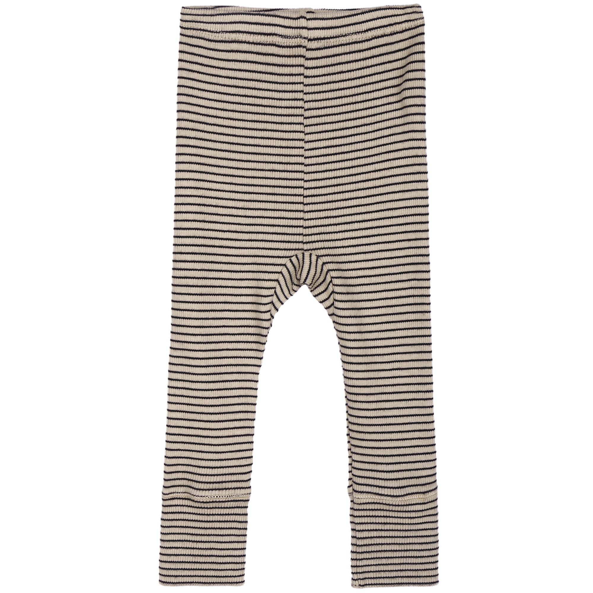 Baby Beige Striped Cotton Leggings