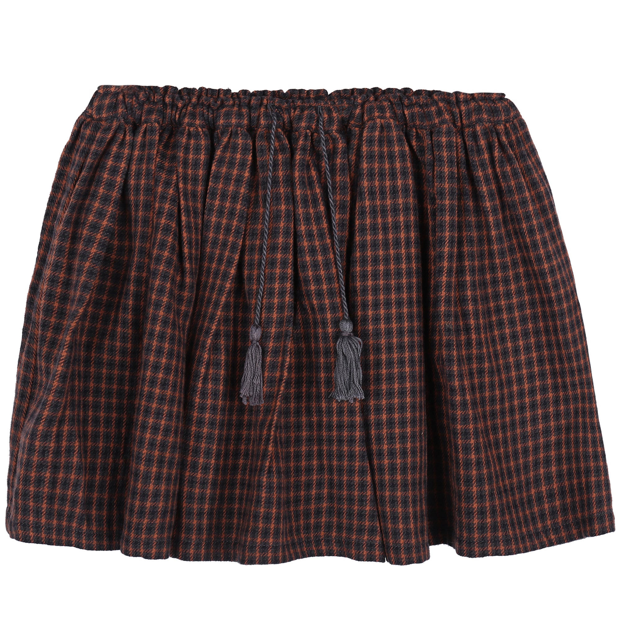 Girls Orange Check Cotton Skirt