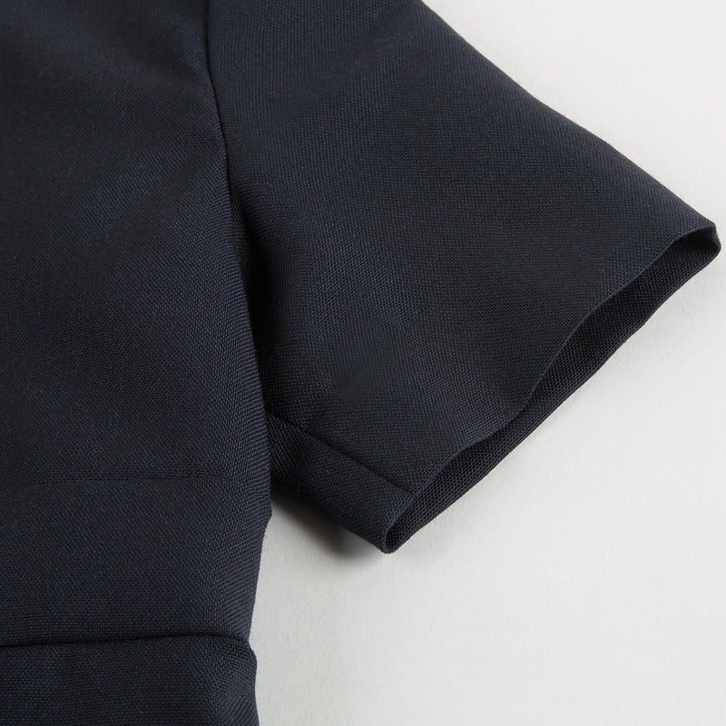 Girls Navy Blue Wool Dress With Patch Pocket
