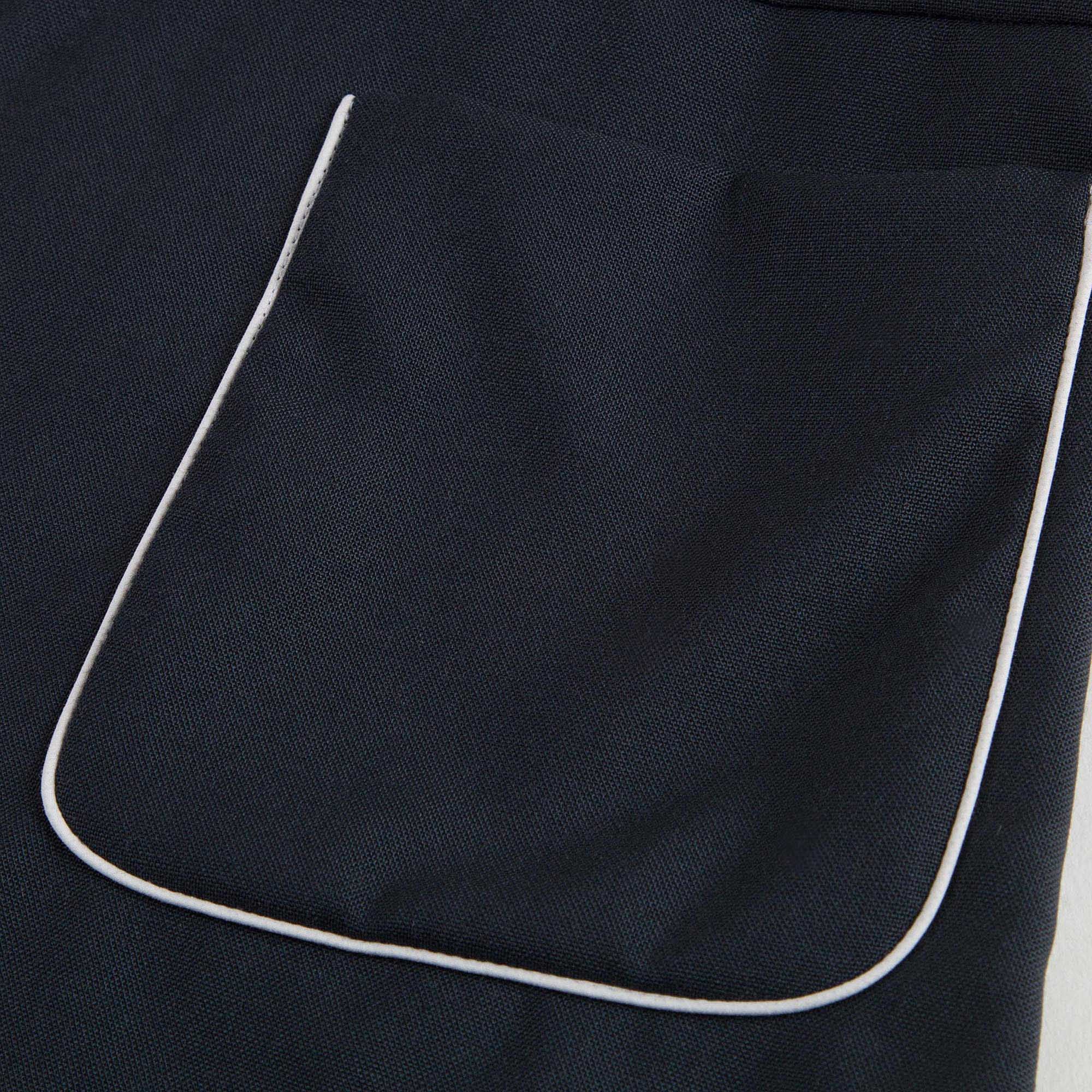 Girls Navy Blue Wool Dress With Patch Pocket