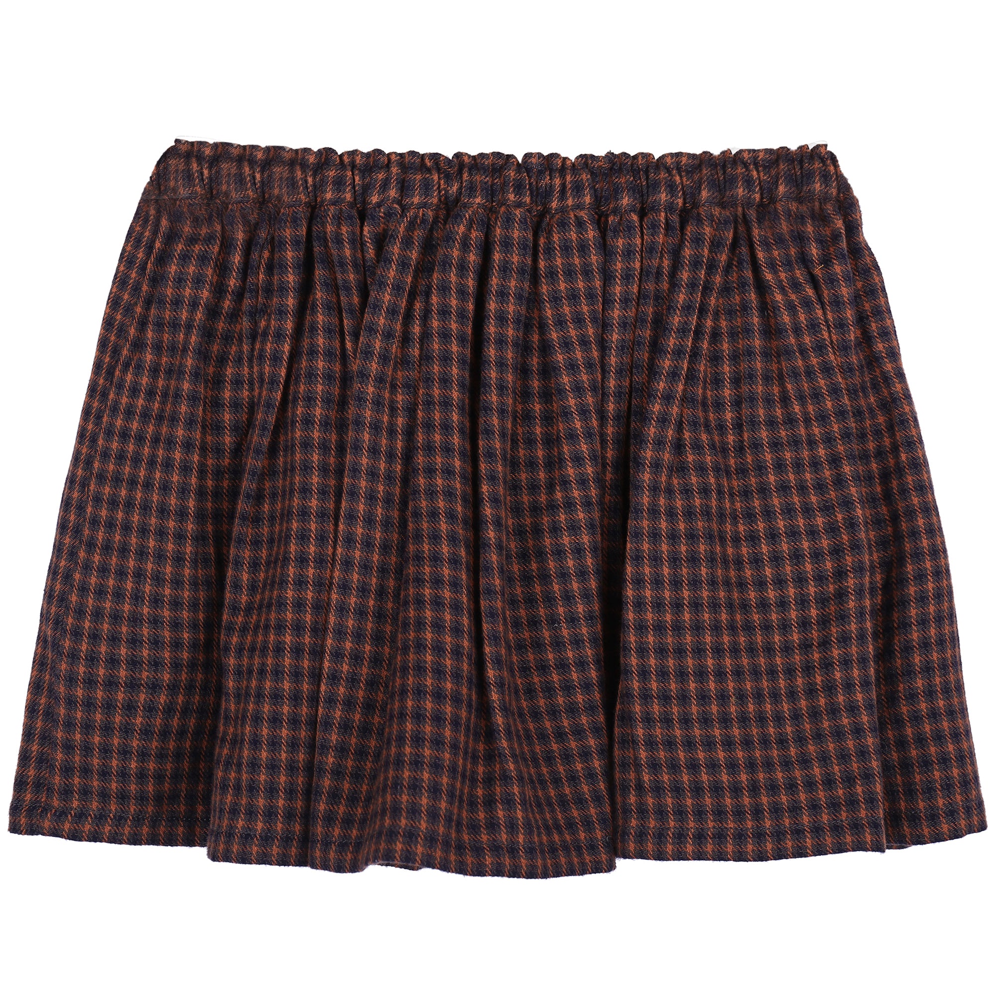 Girls Orange Check Cotton Skirt