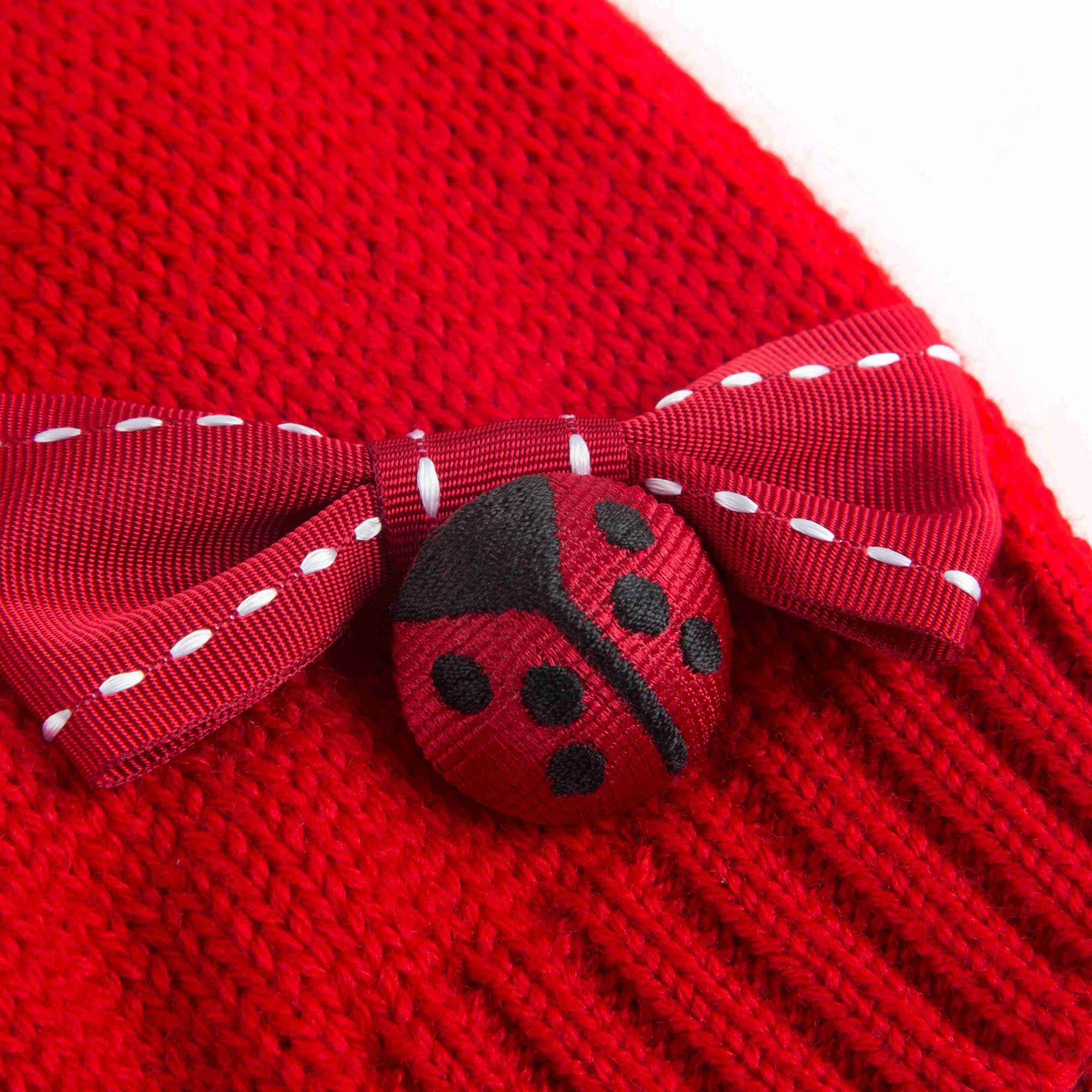 Girls Red Wool Hat With Bow