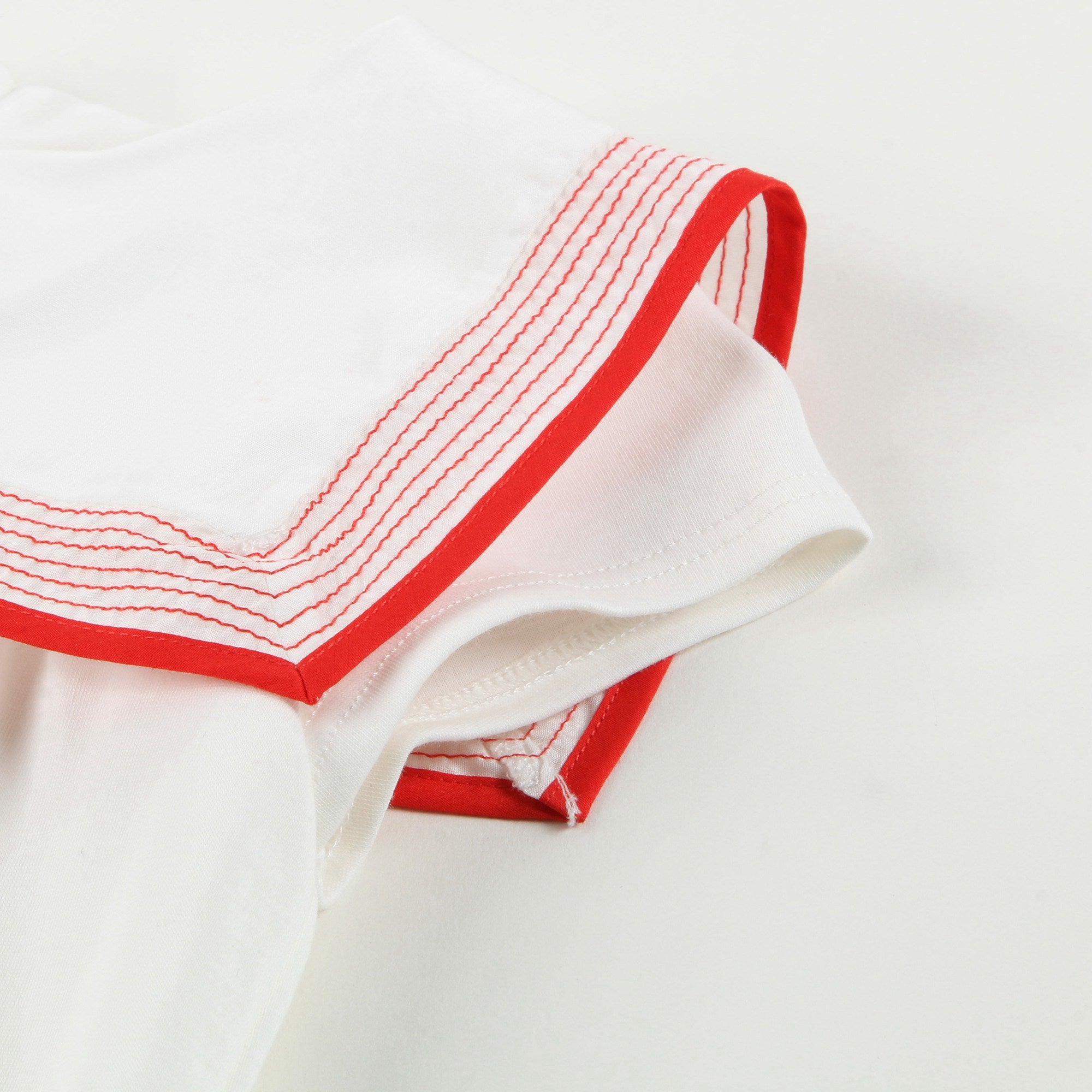 Baby Girls White & Red Striped Cotton Dress