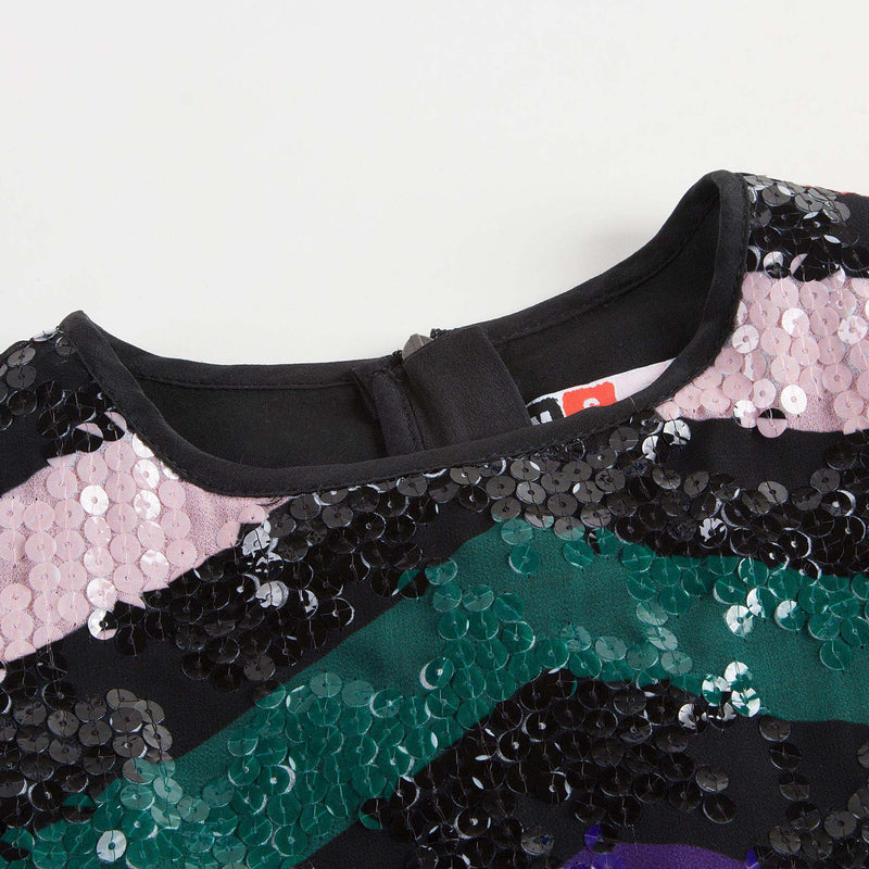 Girls Black Paillette Rompers