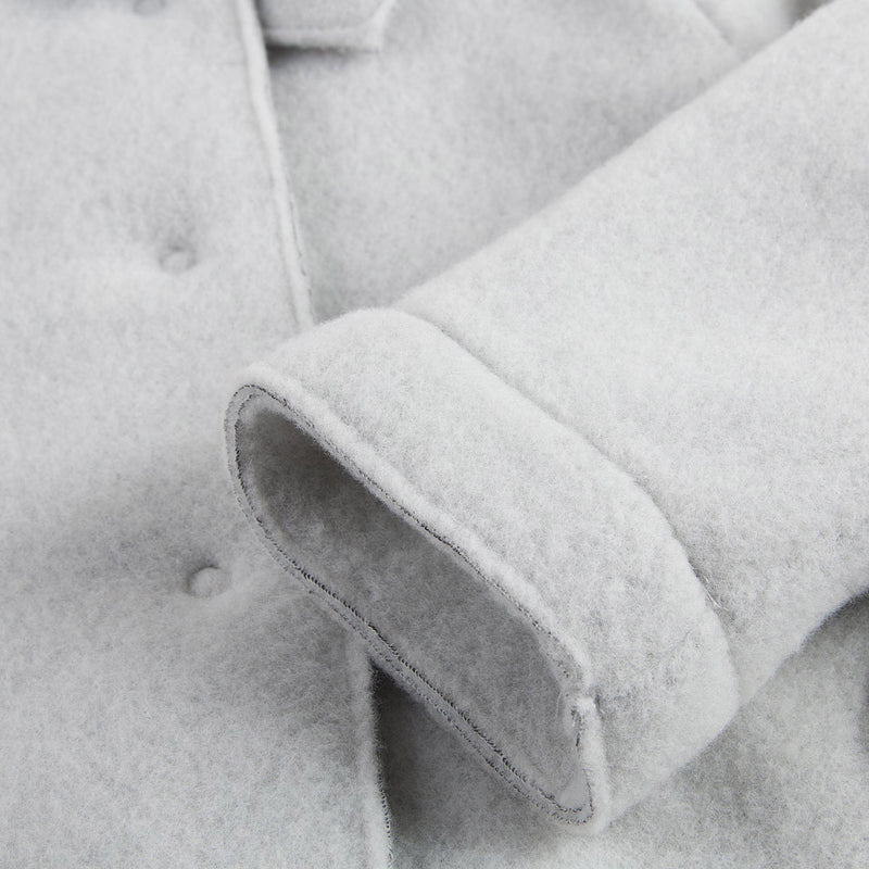 Girls Grey Bow Trims Collar  Wool Coat