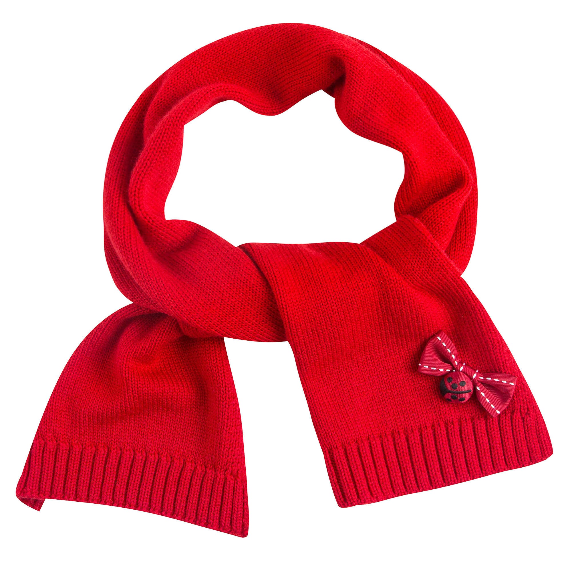 Girls Red Wool Scarf With Bow
