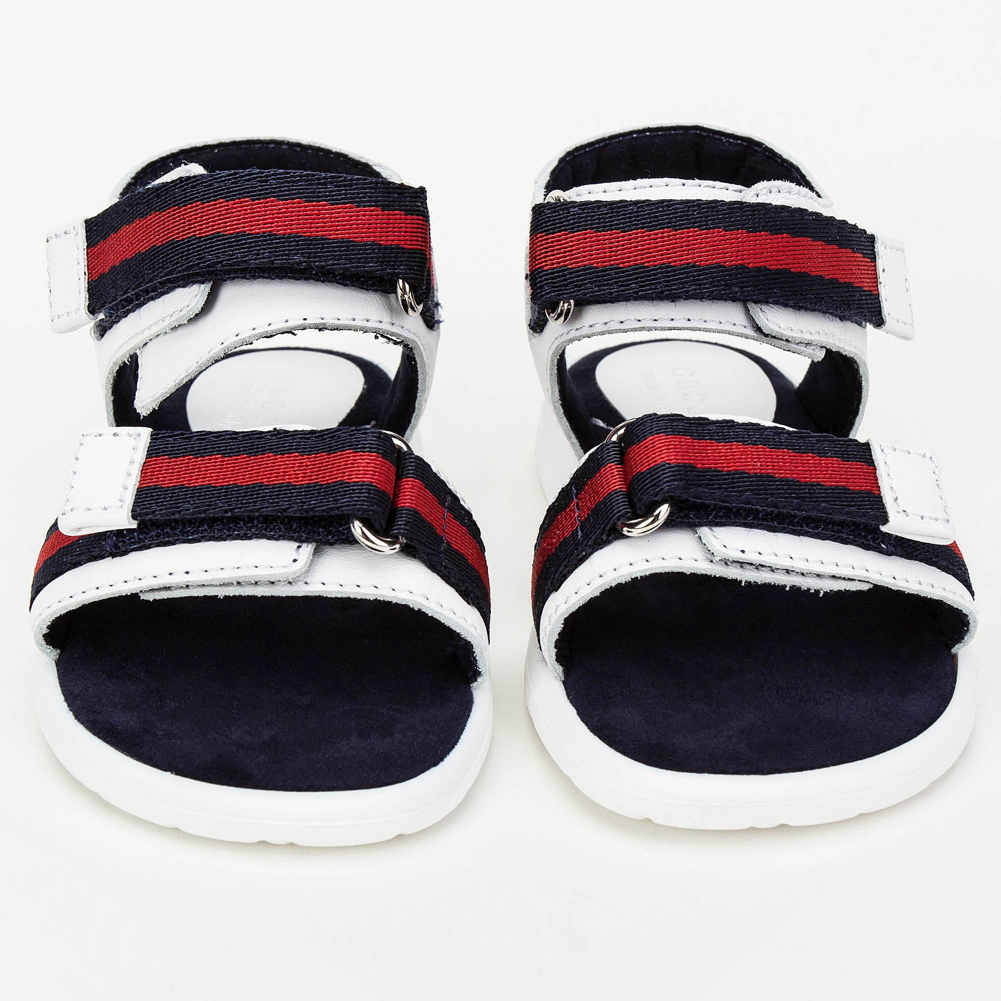 Baby  White Leather Upper Rubber Sole Sandals