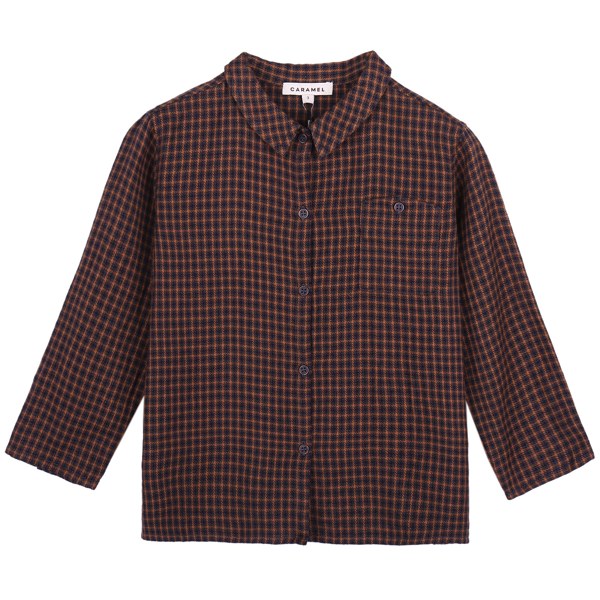 Boys Orange Check Cotton Shirt