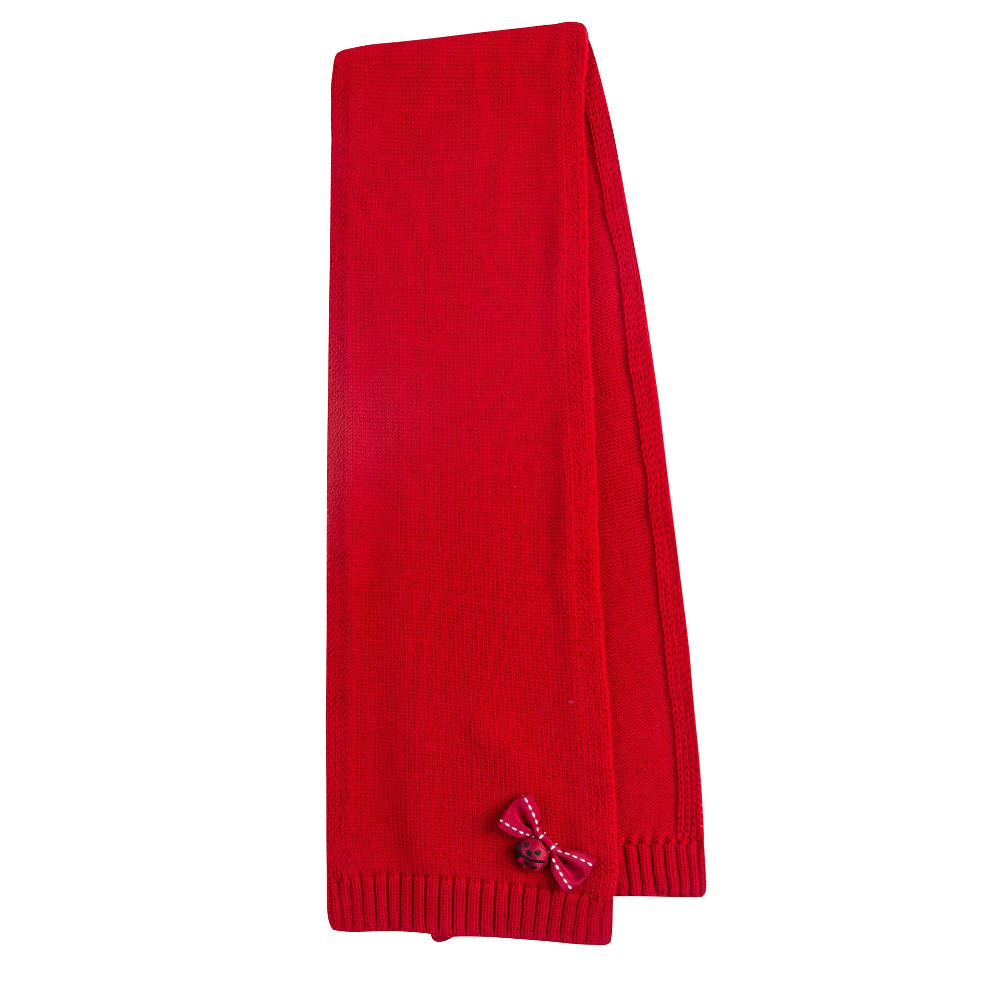 Girls Red Wool Scarf With Bow