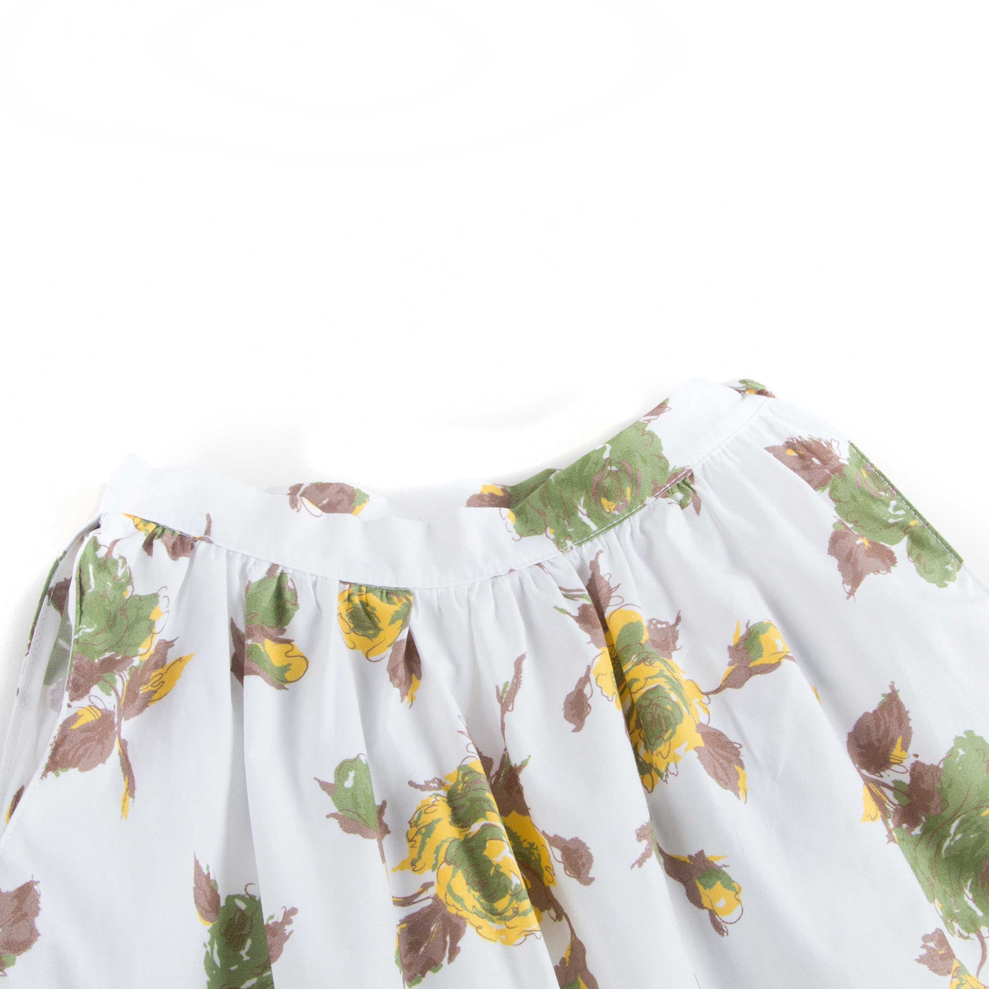 Girls White Cotton Dress With Flower Print