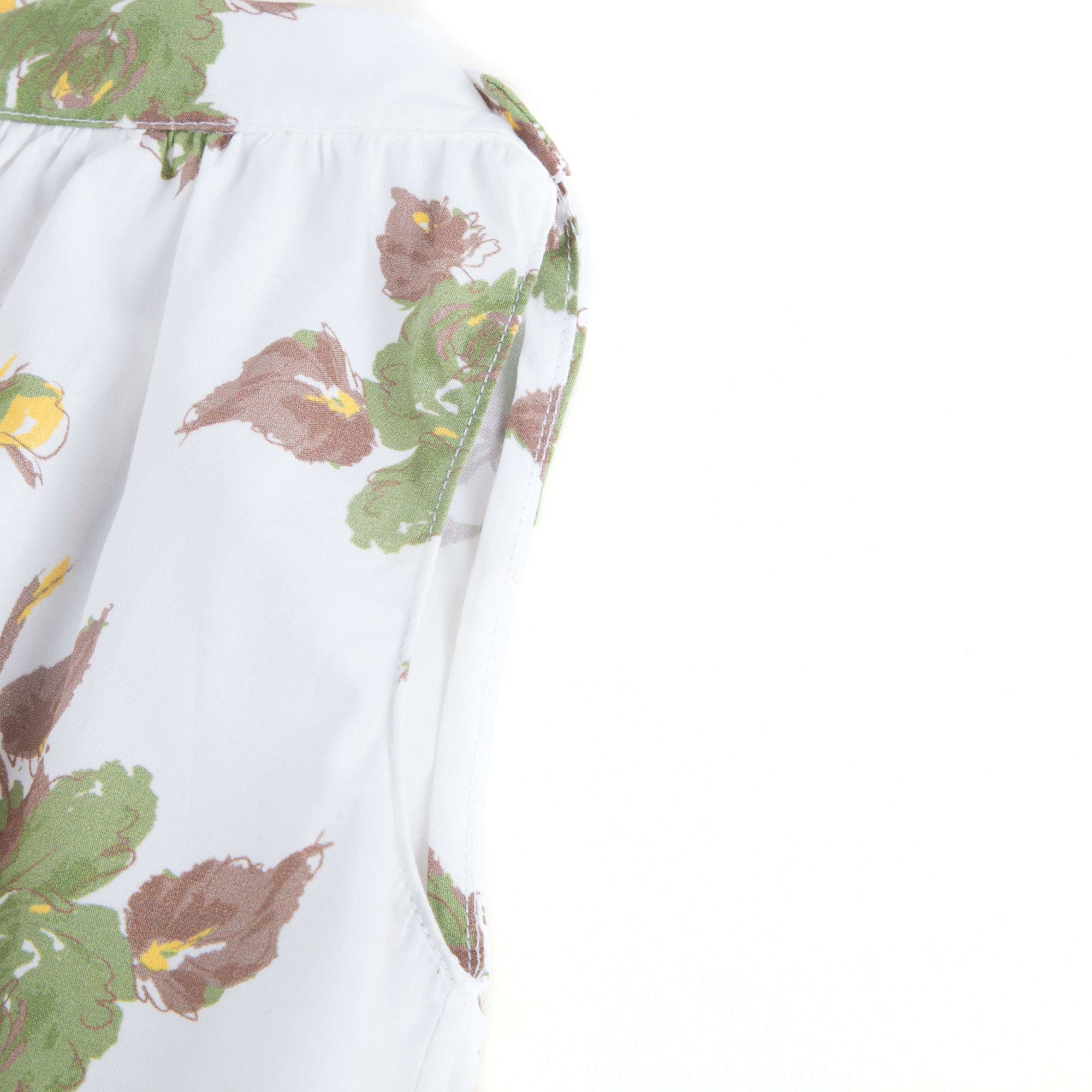 Girls White Cotton Dress With Flower Print