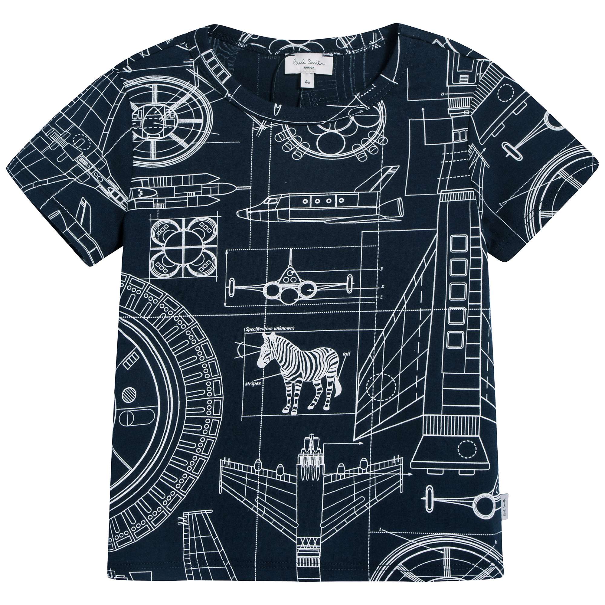 Boys Navy Printed Cotton T-shirt