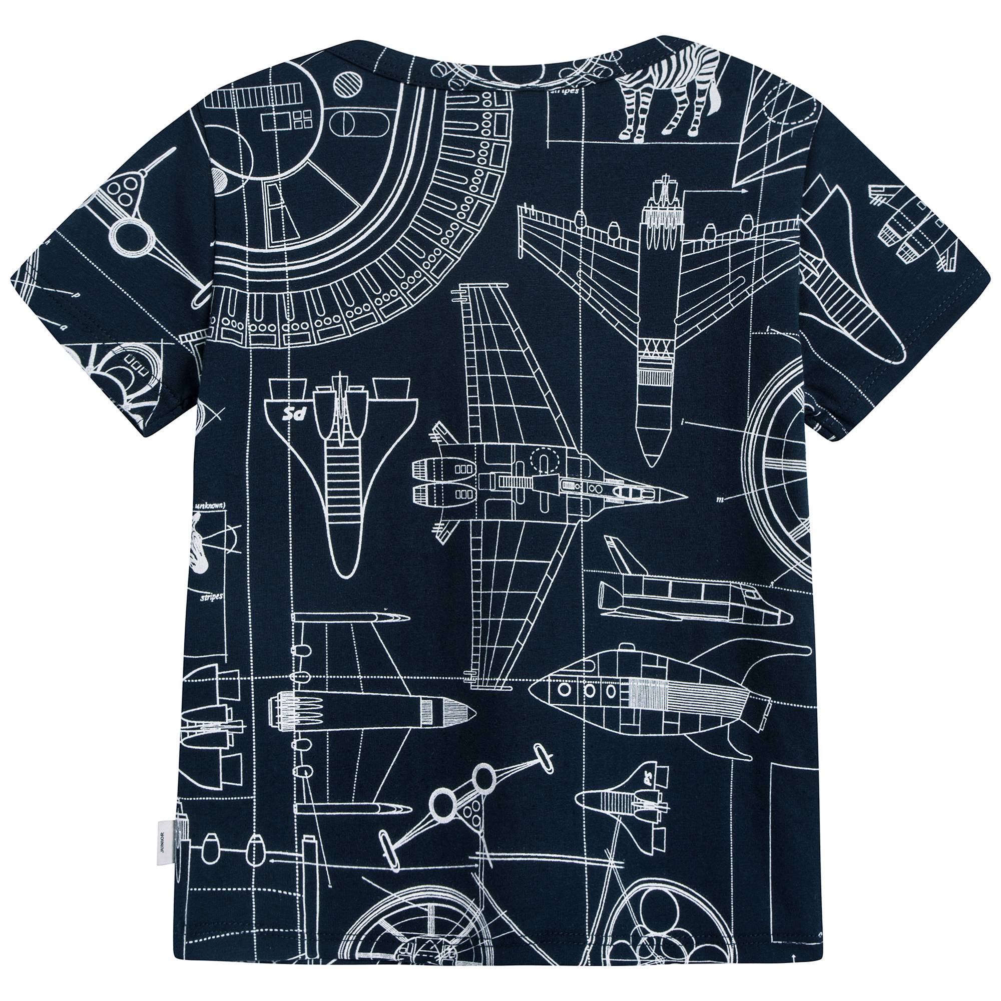 Boys Navy Printed Cotton T-shirt