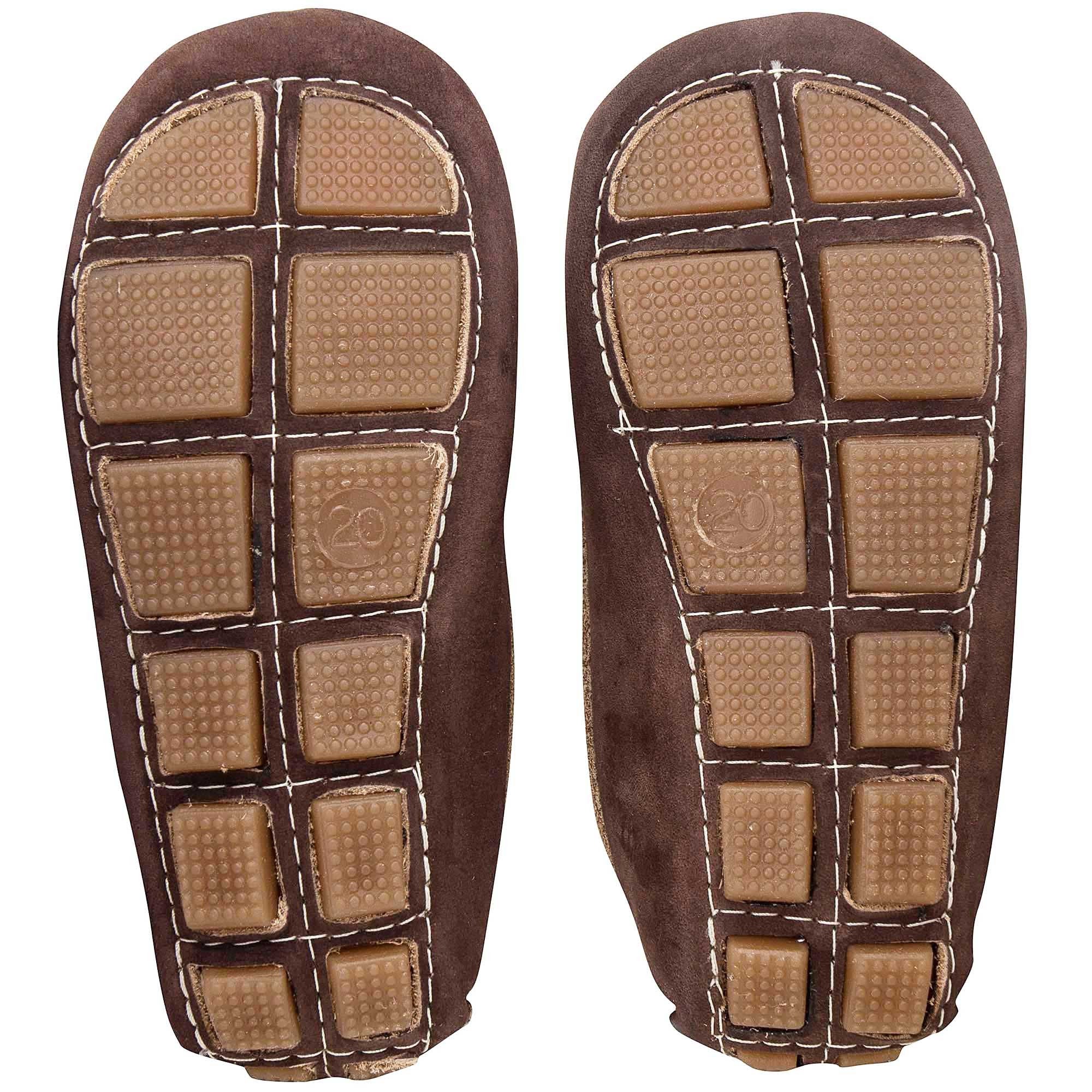 Boys & Girls Brown Suede Mooring Rope Leather  Loafers