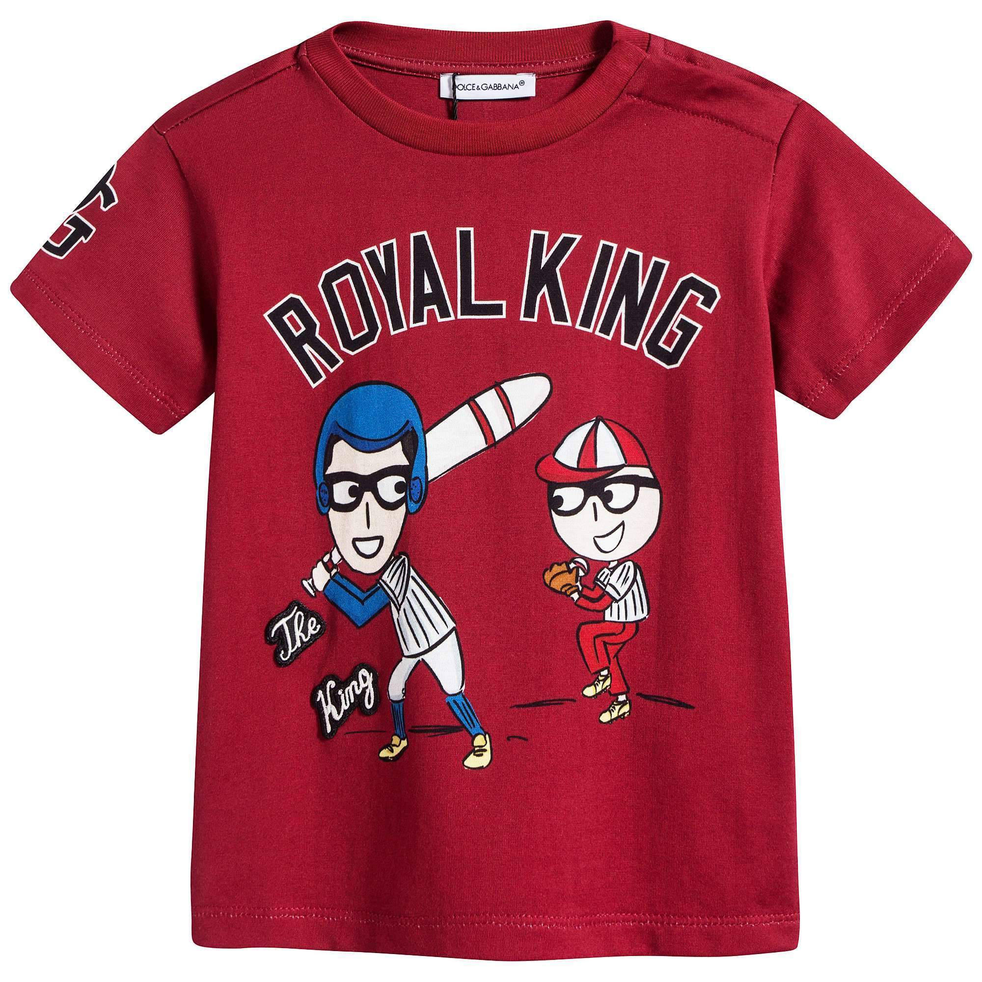 Baby Bright Red "Royal King" Cotton T-shirt
