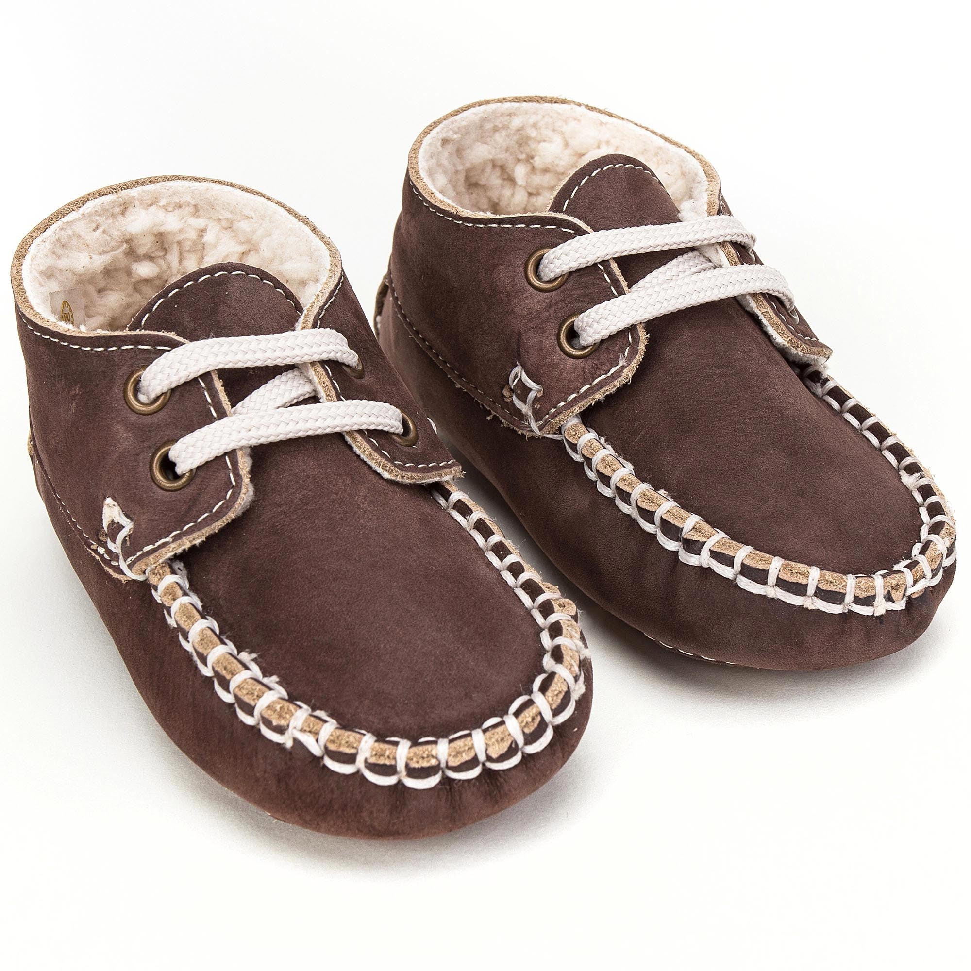 Boys & Girls Brown Suede Mooring Rope Leather  Loafers