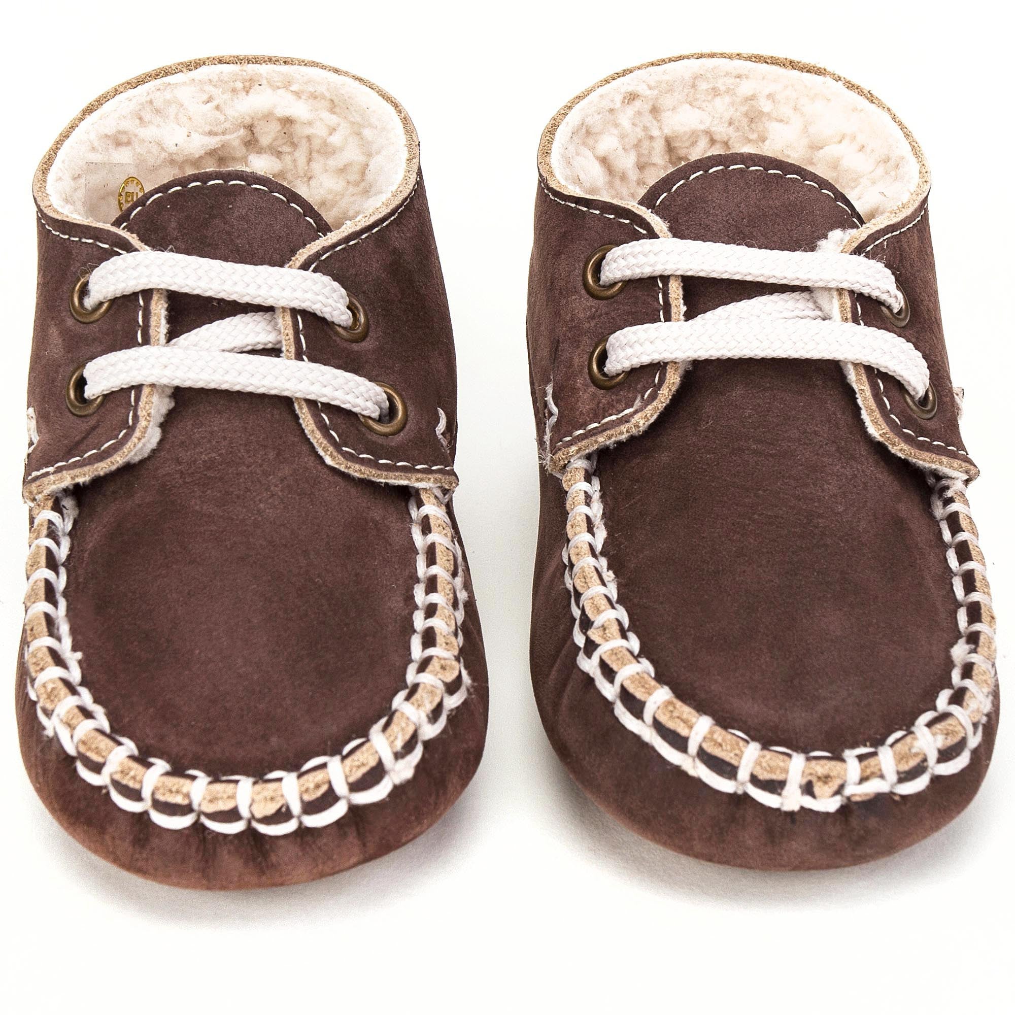 Boys & Girls Brown Suede Mooring Rope Leather  Loafers