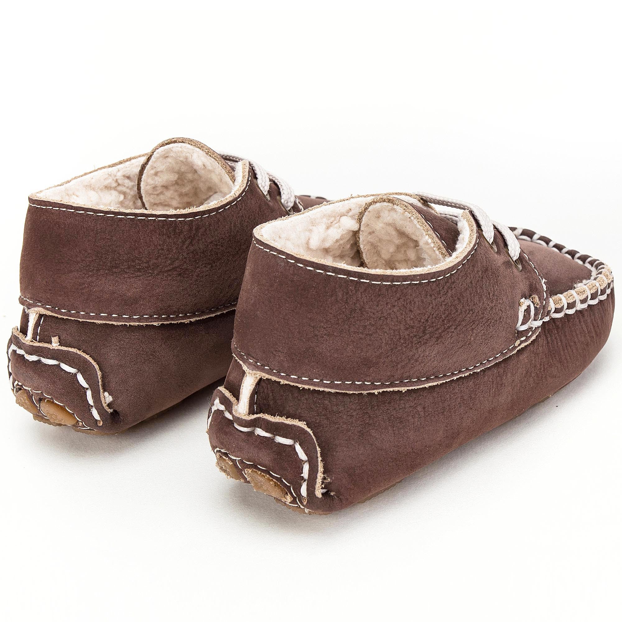 Boys & Girls Brown Suede Mooring Rope Leather  Loafers