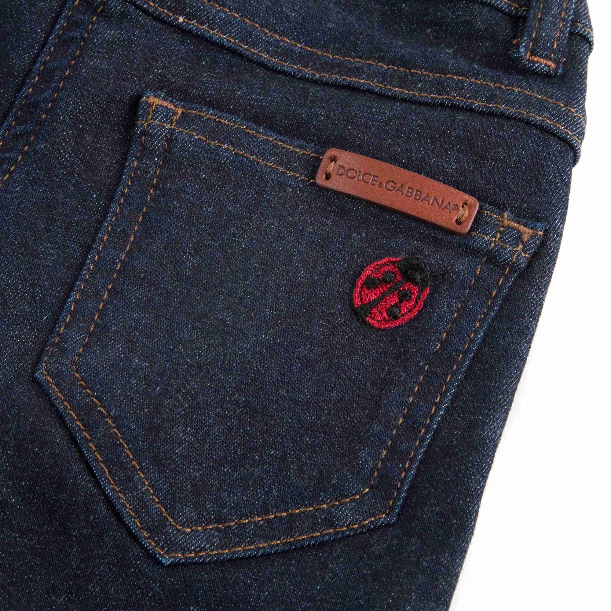 Girls Dark Blue Cotton Jeans