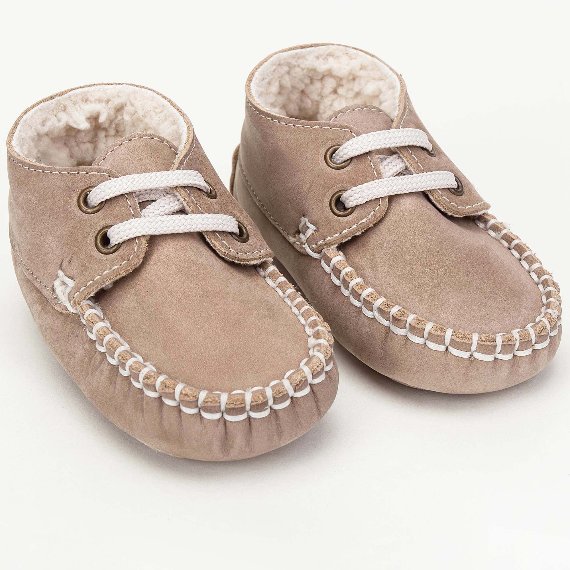 Boys & Girls Beige Suede Mooring Rope Leather  Loafers