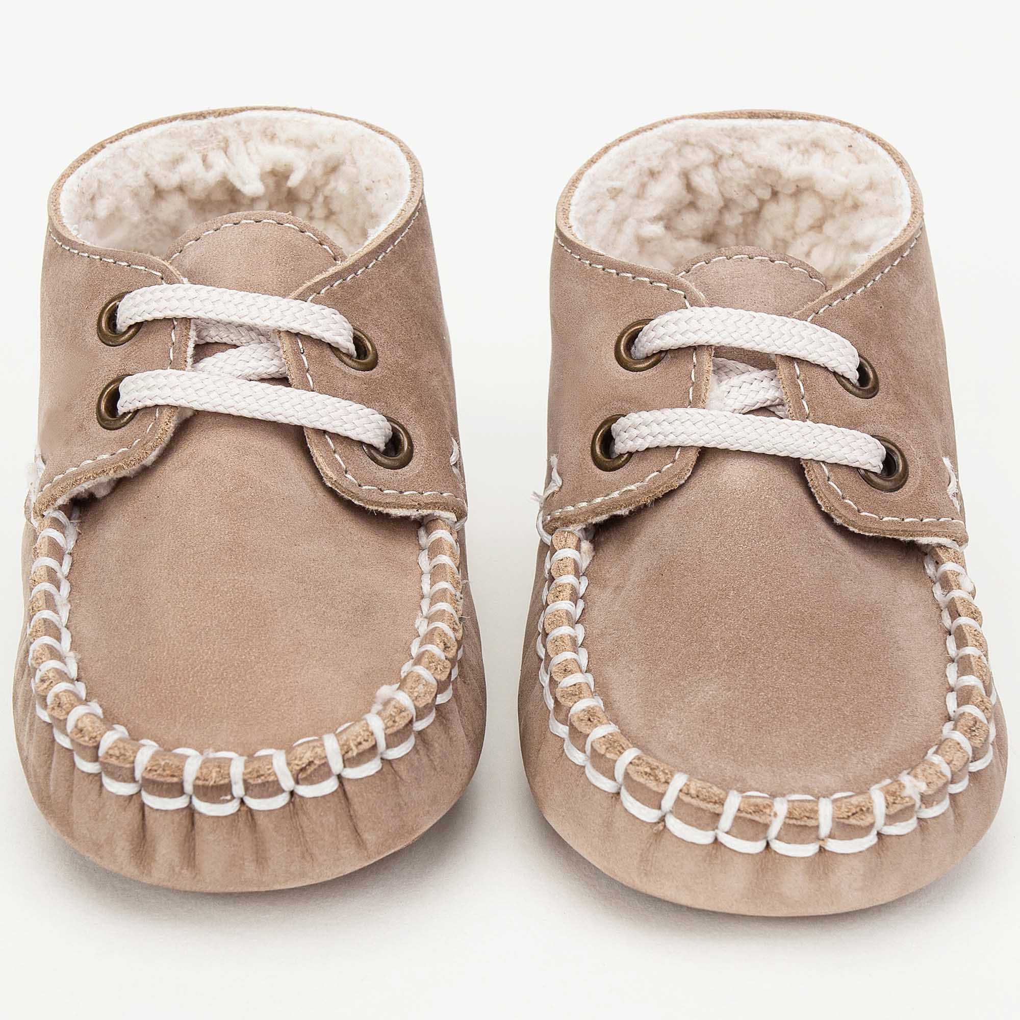 Boys & Girls Beige Suede Mooring Rope Leather  Loafers