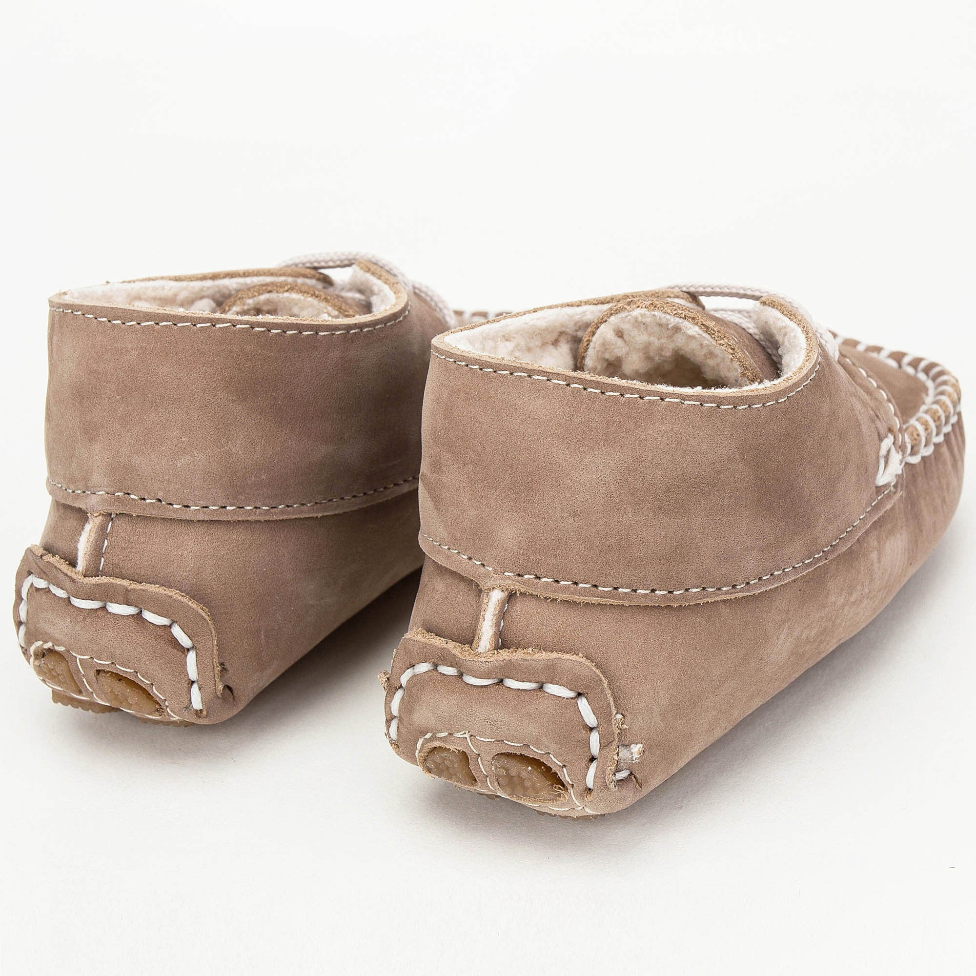 Boys & Girls Beige Suede Mooring Rope Leather  Loafers