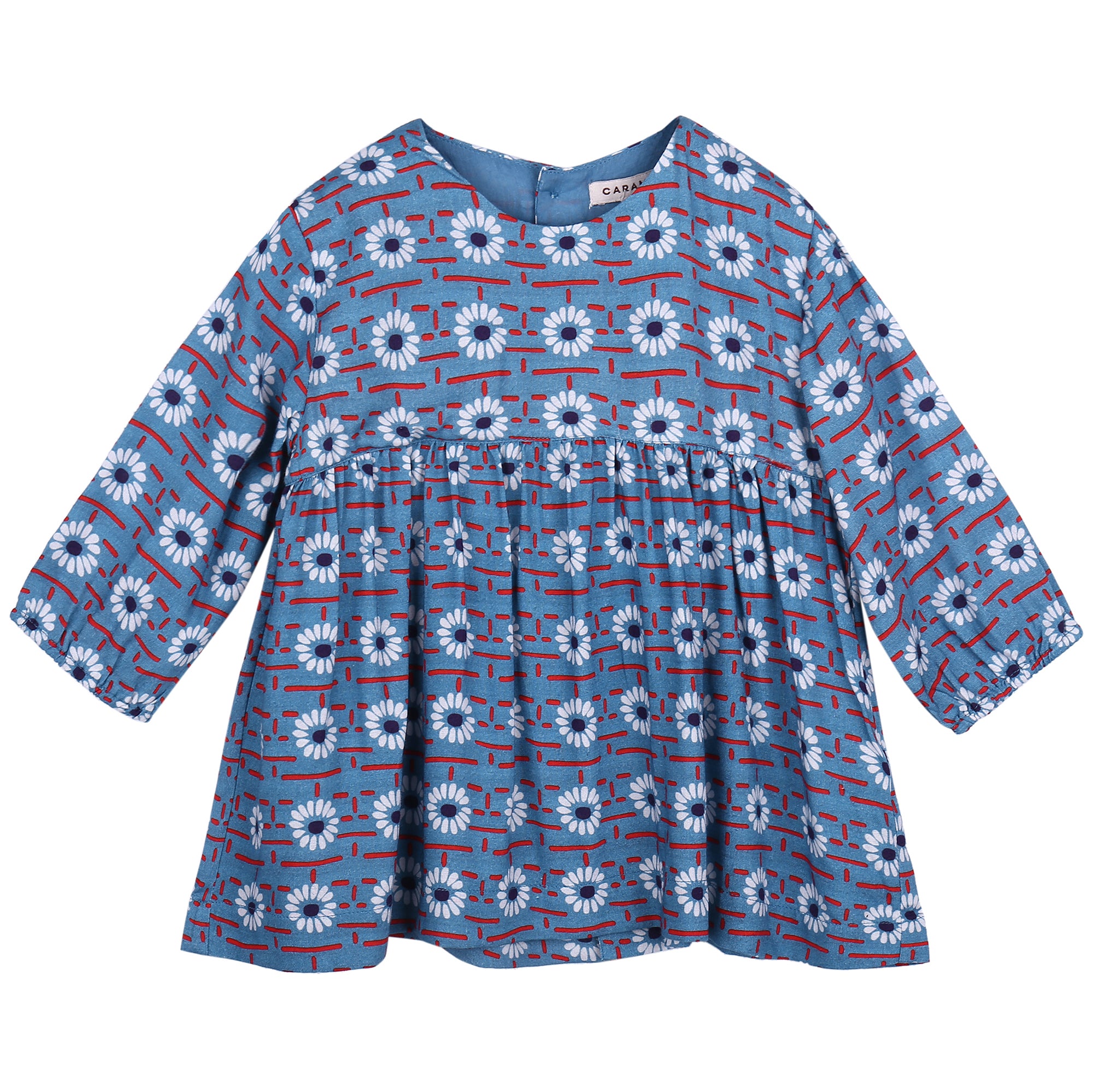 Baby Girls Blue Daisy Printed Viscose Dresses