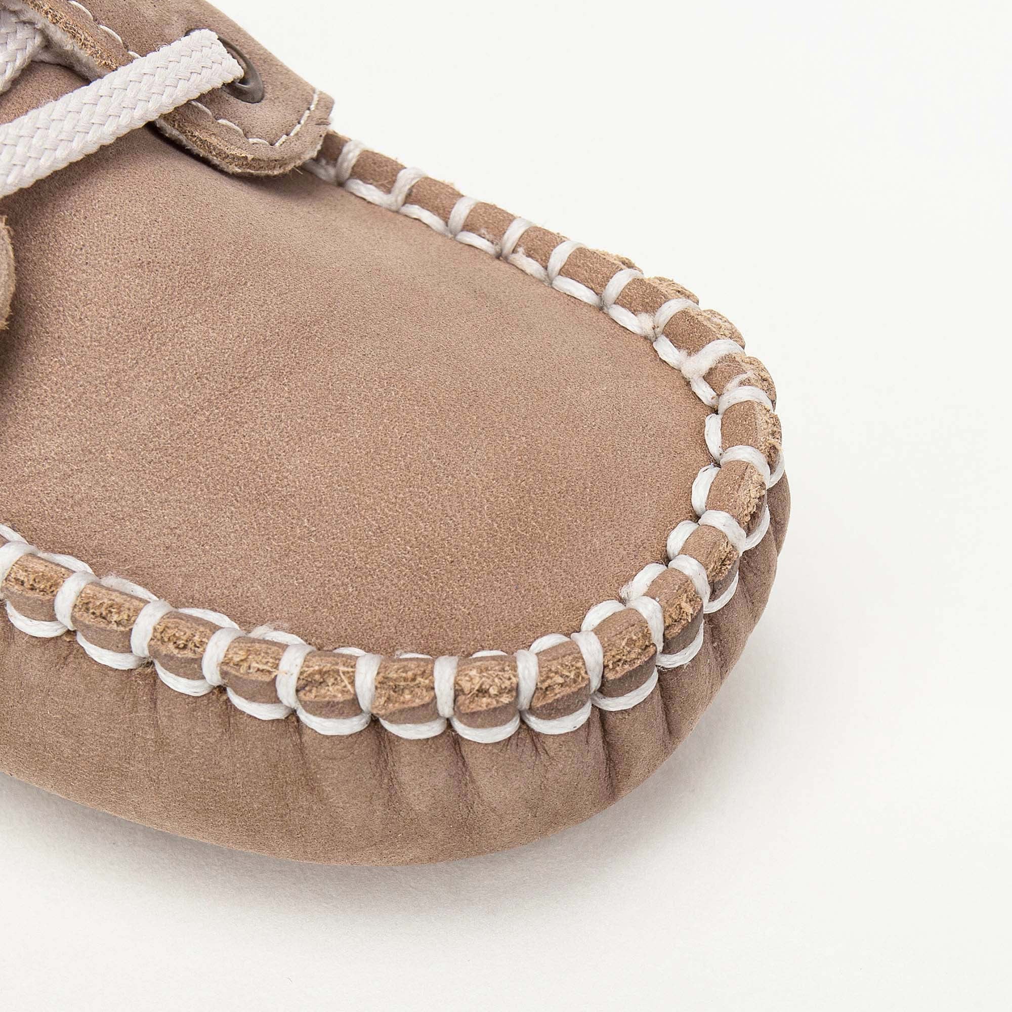 Boys & Girls Beige Suede Mooring Rope Leather  Loafers